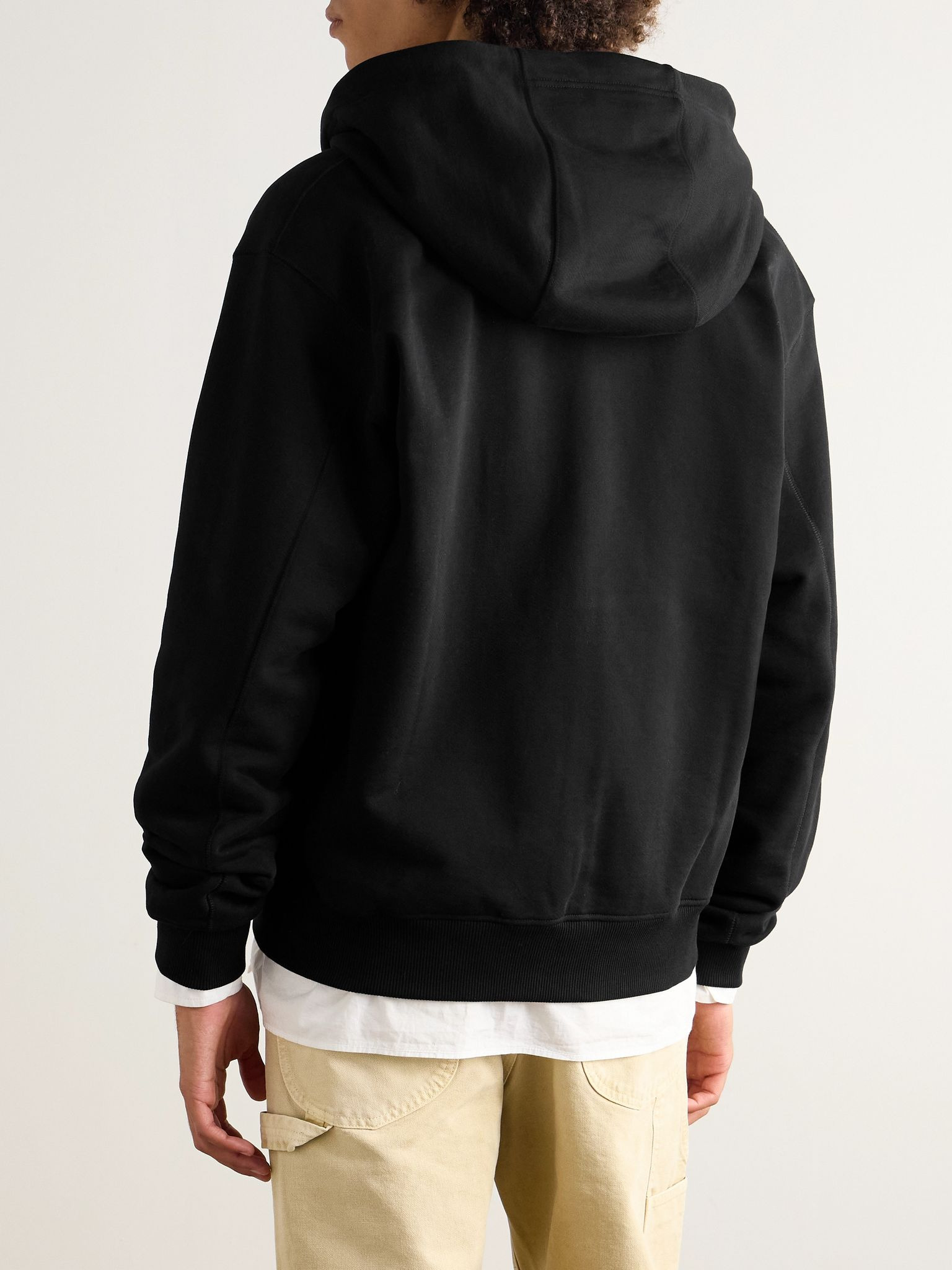 Logo-Appliquéd Cotton-Jersey Zip-Up Hoodie Black - 3