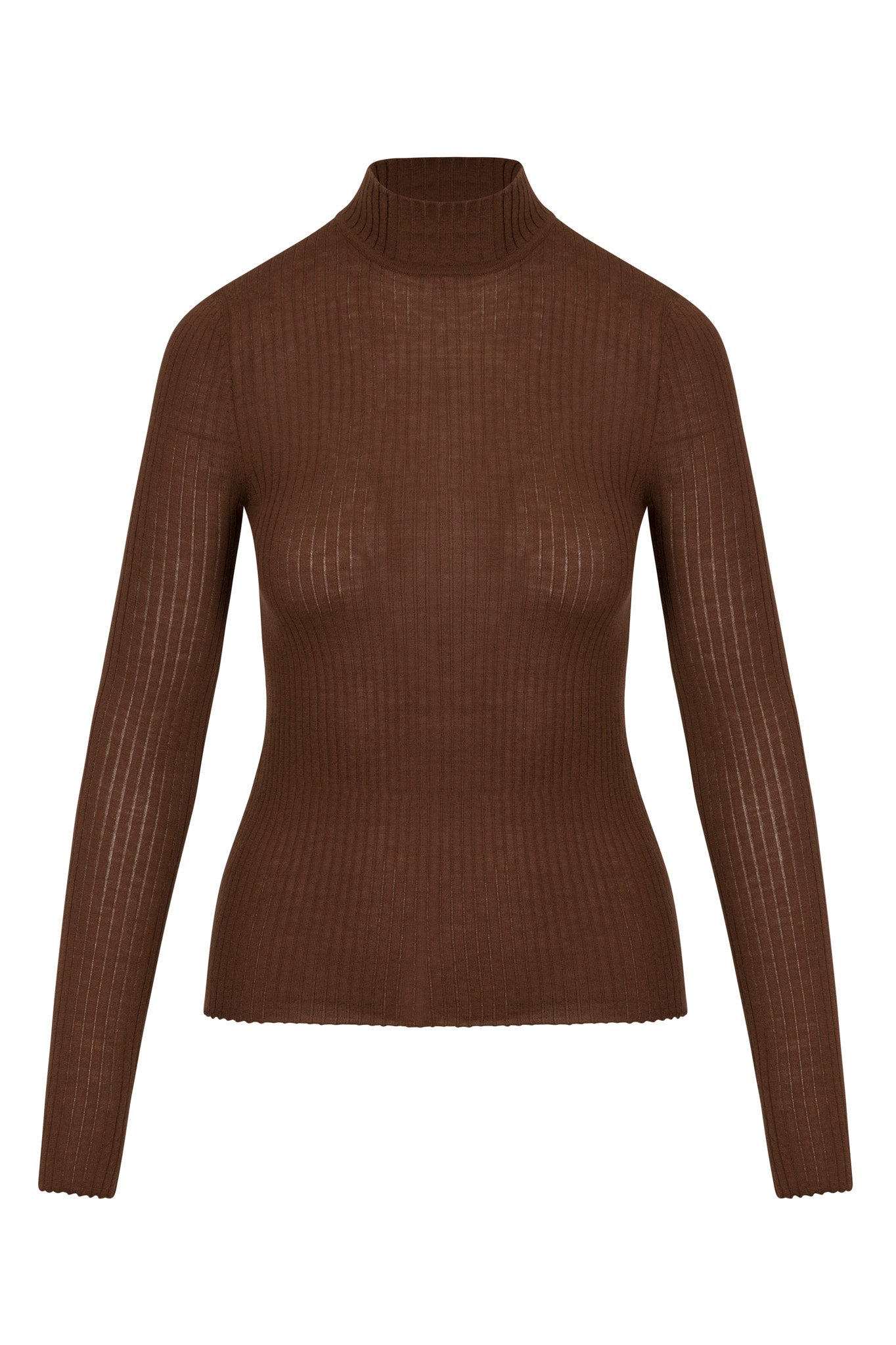 CHOCOLATE CASHMERE MOCK NECK - 3