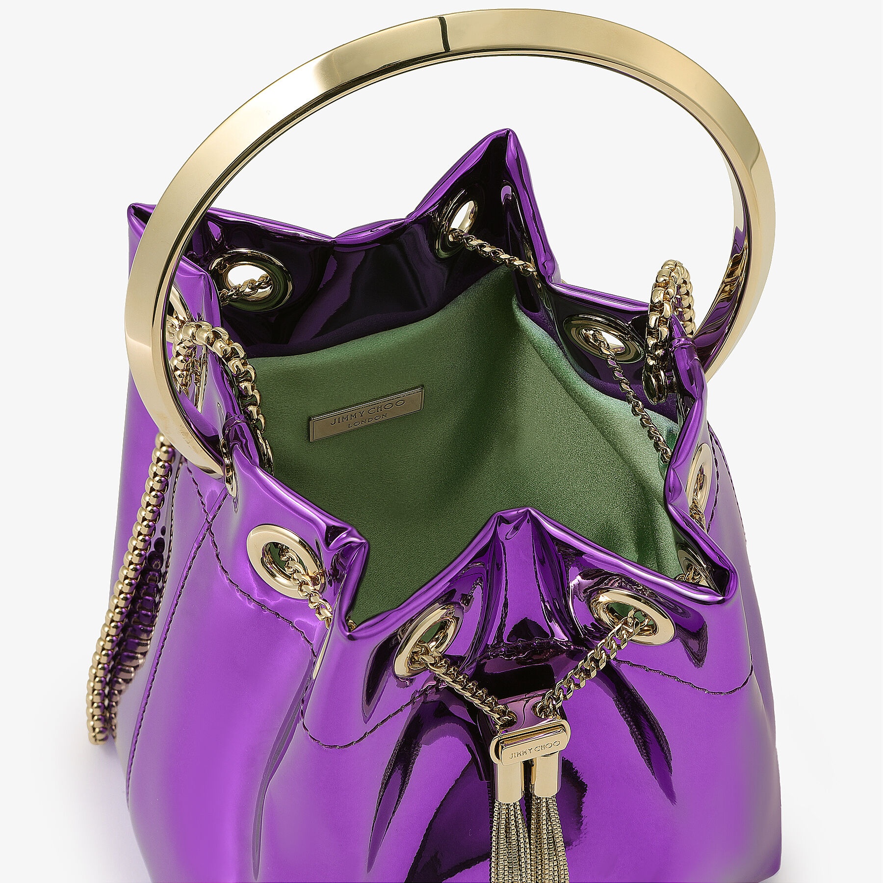 Bon Bon
Cassis Mirror Fabric Mini Bag with Metal Handle - 5