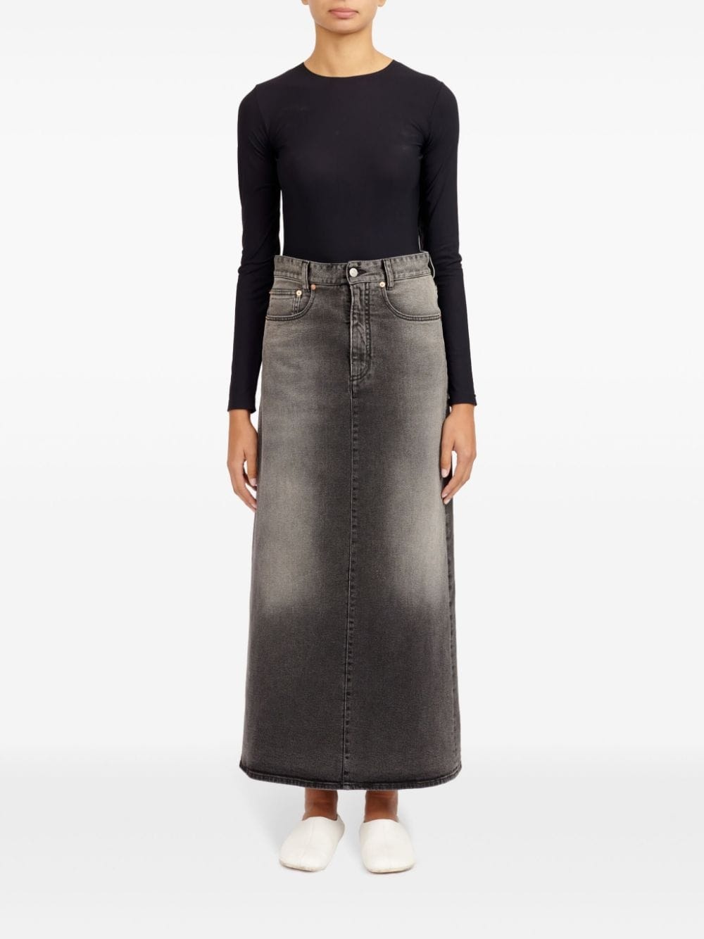 logo-patch denim skirt - 2