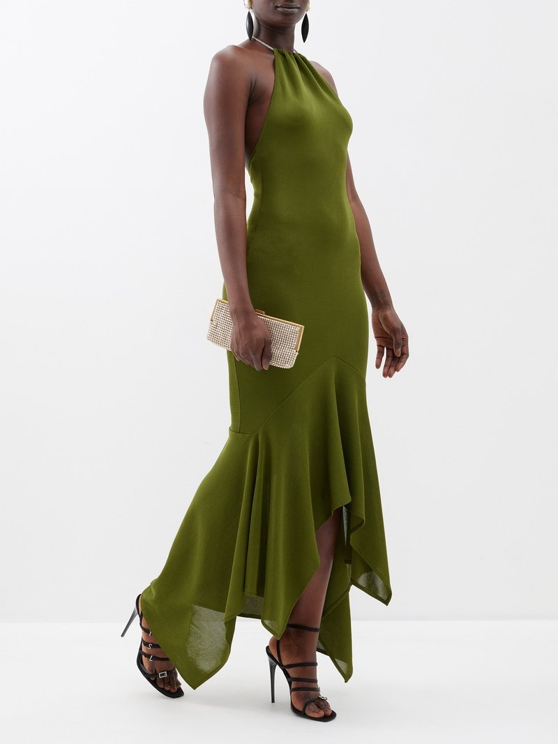 Alexandre Vauthier velvet gathered strapless dress - Green