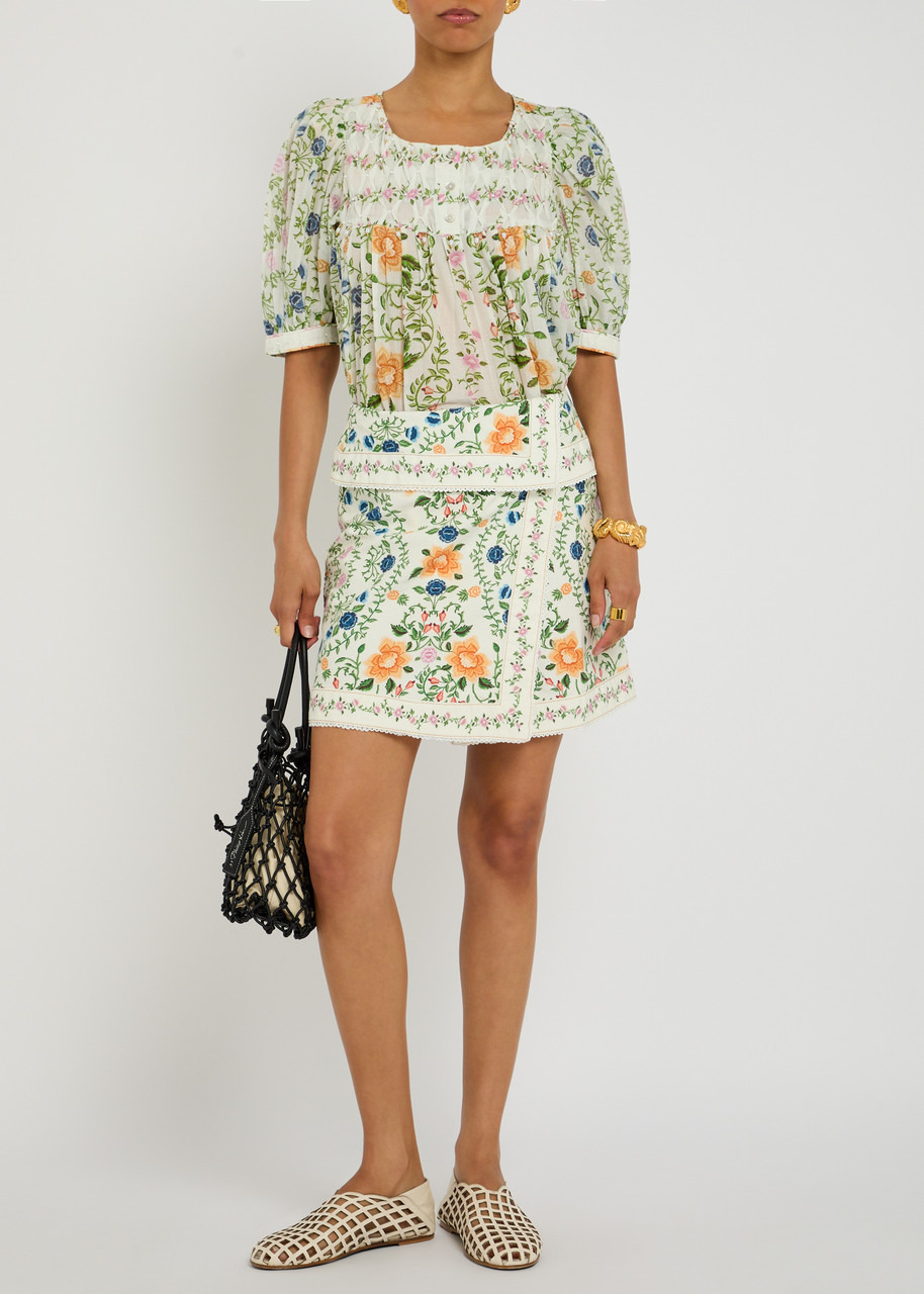 Farm Rio Folk Floral-print Cotton Blouse - 4