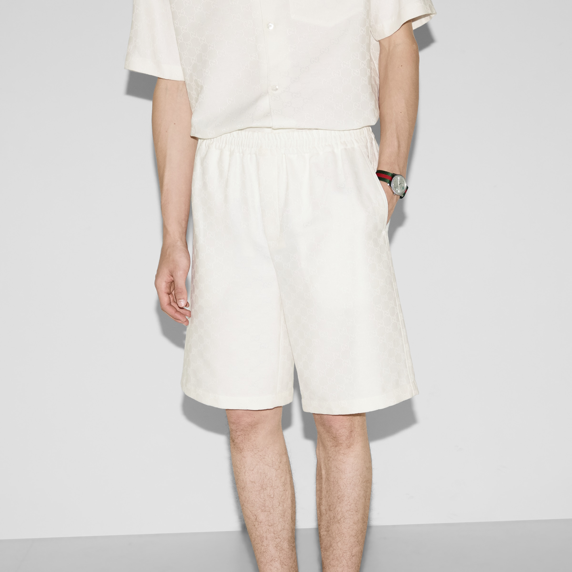 Linen blend GG canvas shorts - 3