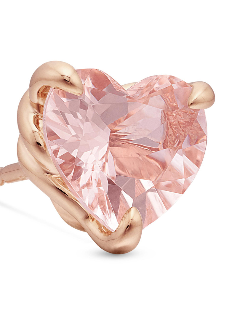 Women's Chatelaine Heart Stud Earrings in 18K Rose Gold with Morganite, 8mm - Morganite 4