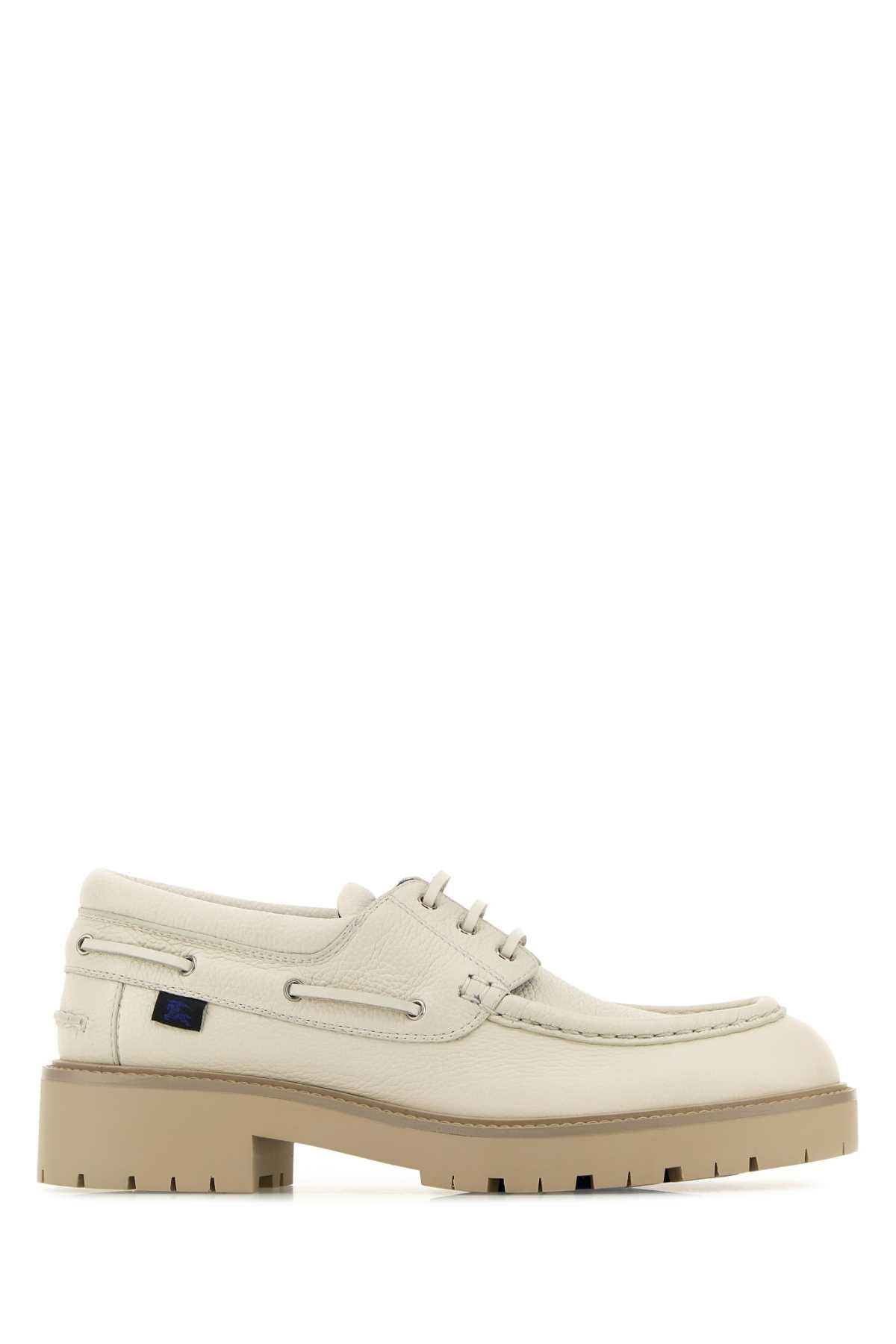 Burberry Men Beige Leather Raft Loafers - 1