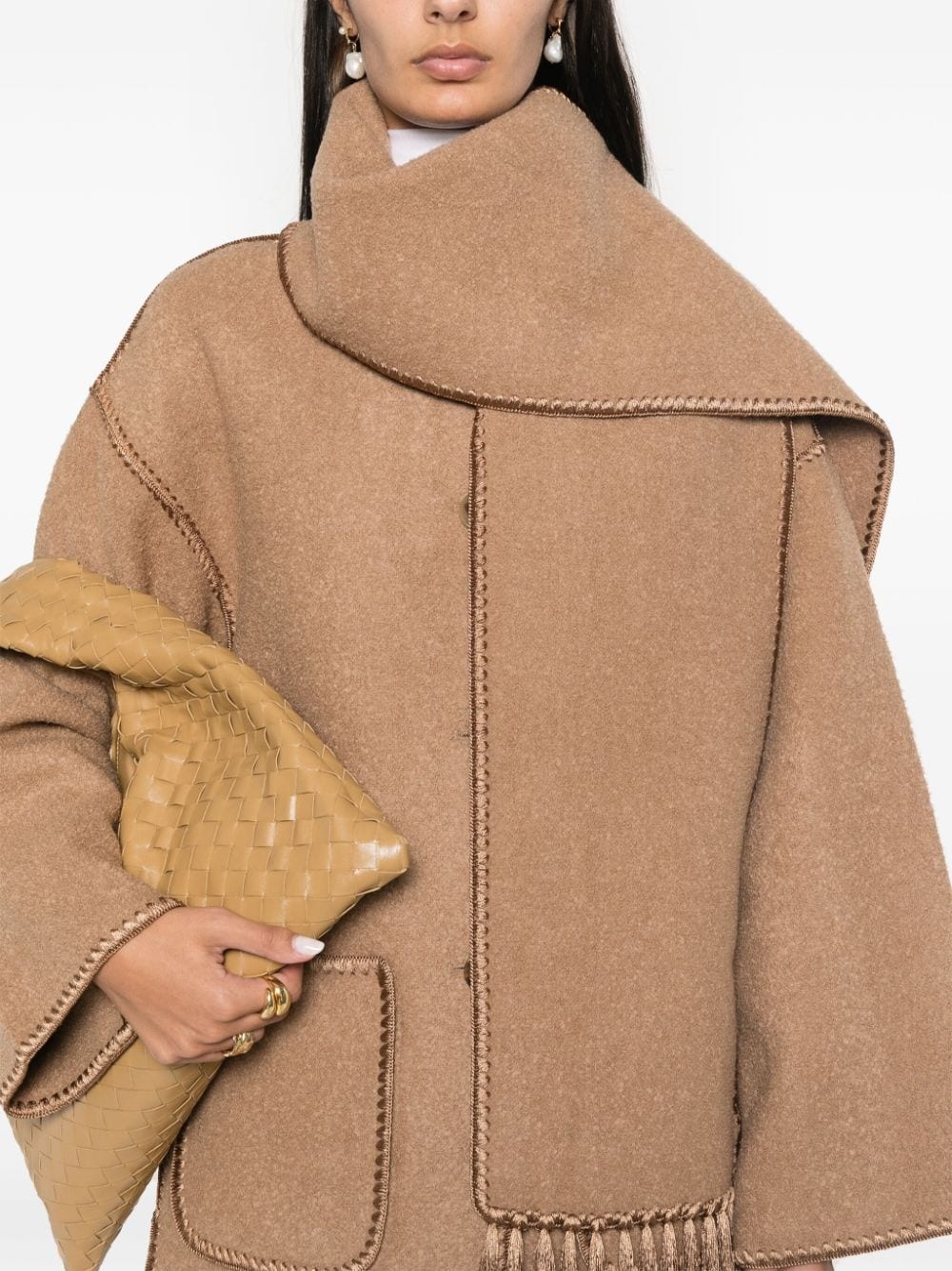 whipstitch-trim scarf jacket - 5