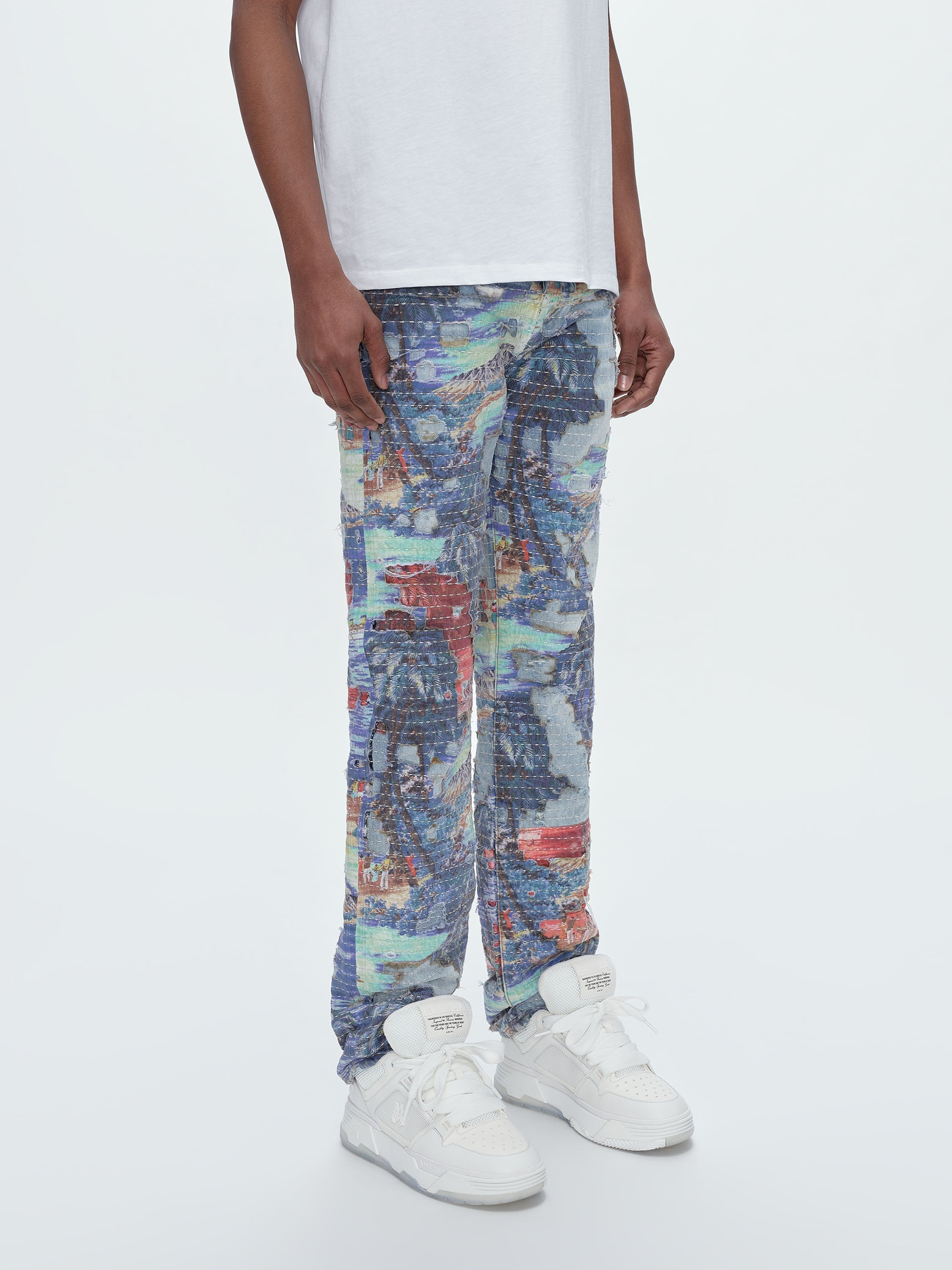 AMIRI Paint Splatter Straight Leg Jeans Blue/Multi Men's - US