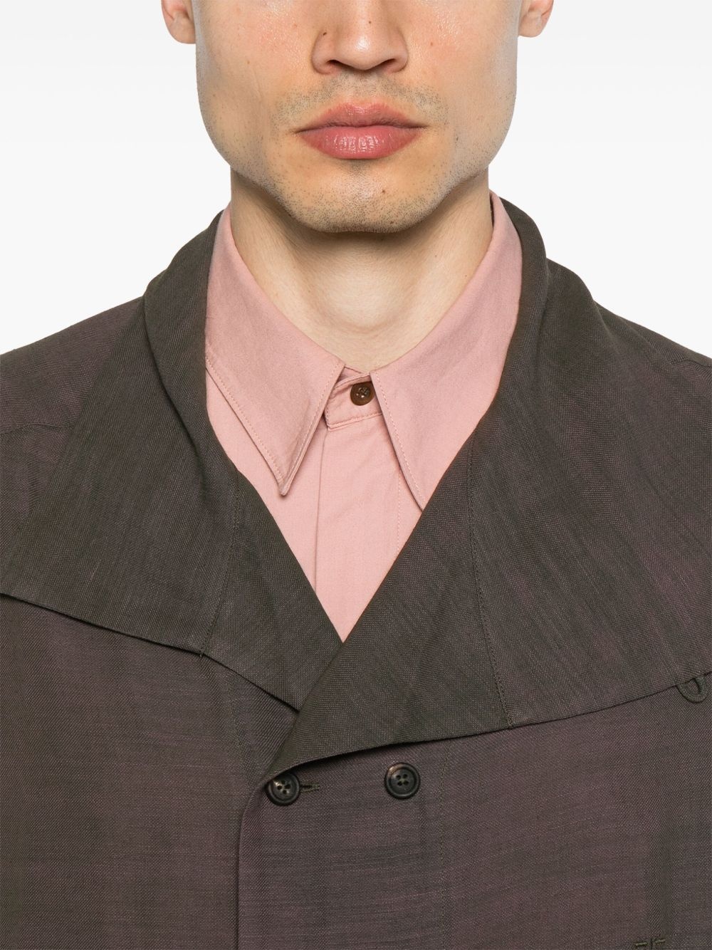 double-breasted high-neck shirt jacket - 5