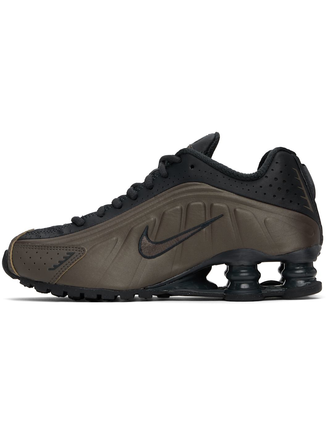Khaki & Black Shox R4 Sneakers - 3