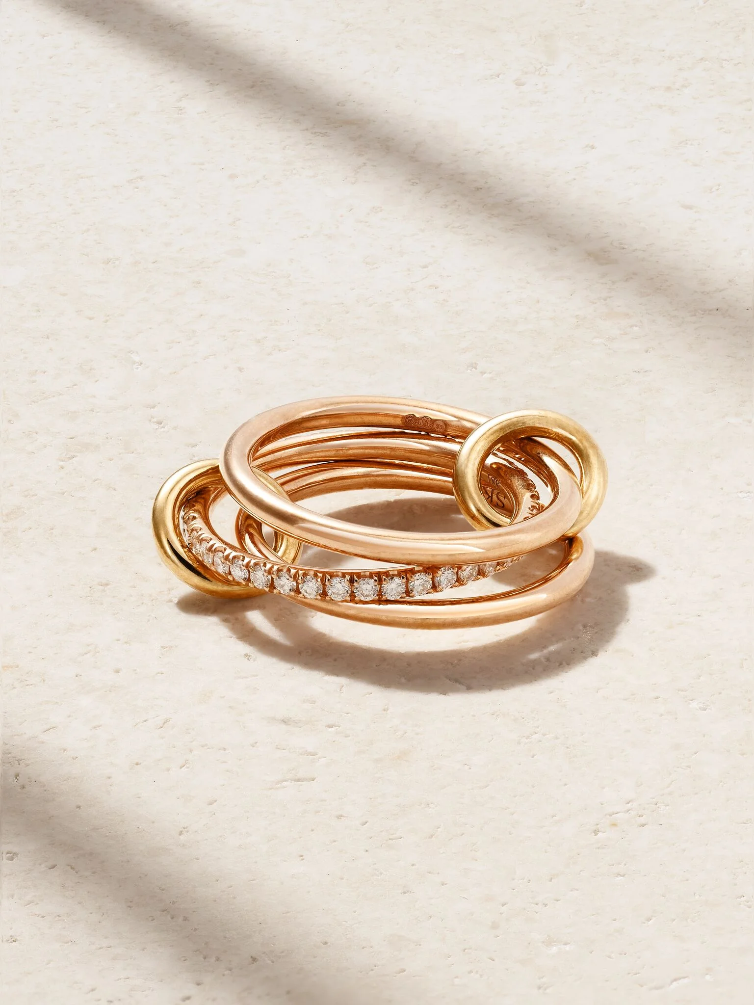 Sonny set of three 18-karat yellow and rose gold and diamond rings Gold - 1