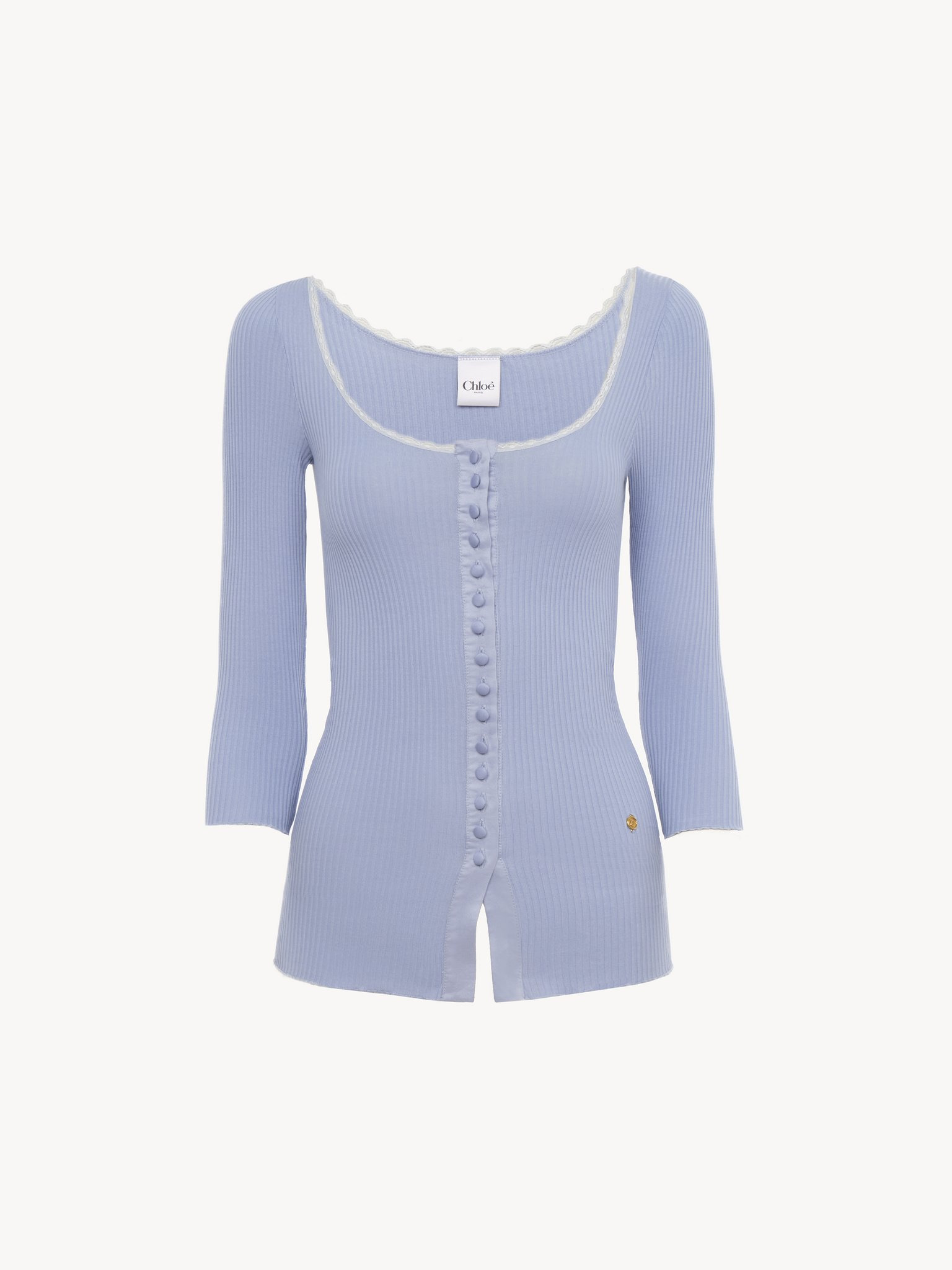 SCOOP-NECK FITTED CARDIGAN IN COTTON - 2