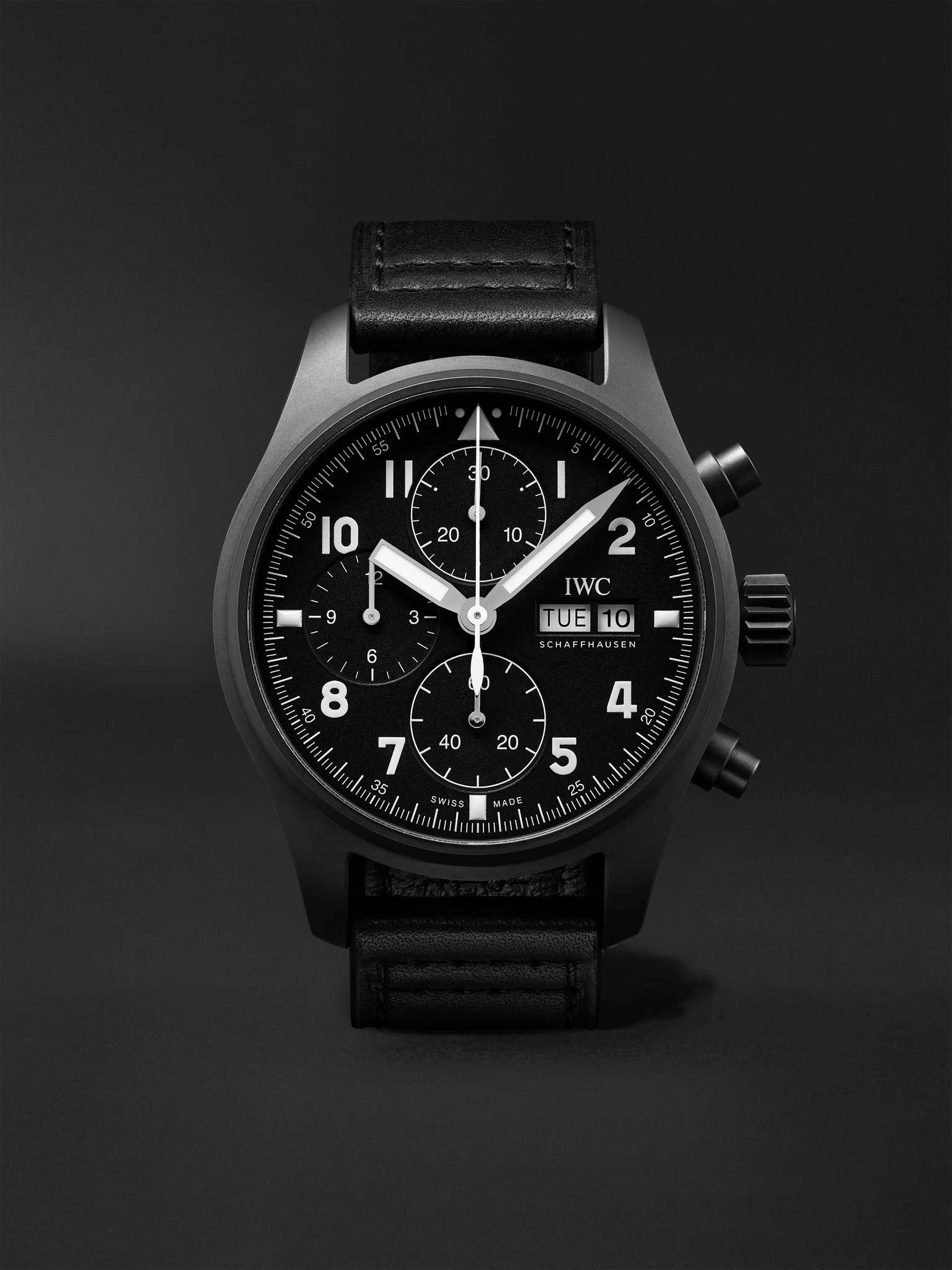 Pilot's Limited Edition Automatic Chronograph 41.1mm Ceratanium and Leather Watch, Ref. No. IW387905 - 1