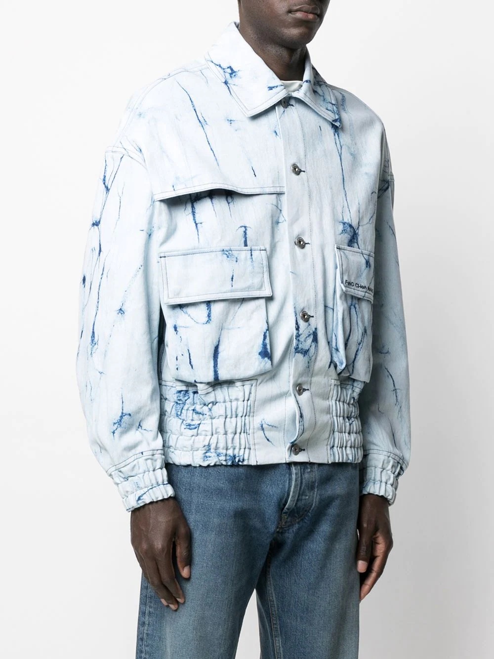 resist dyed denim jacket - 3