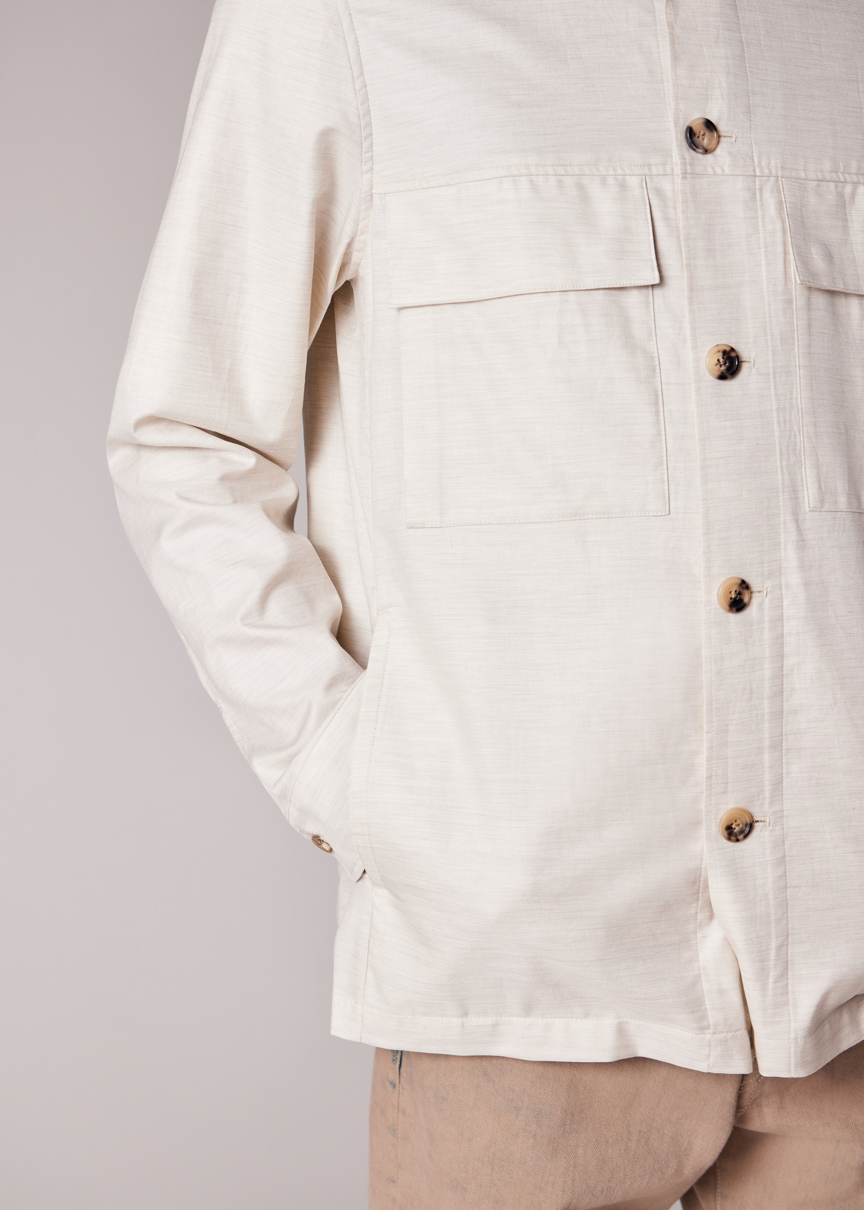 Cream Brushed Cotton-Twill Overshirt - 9