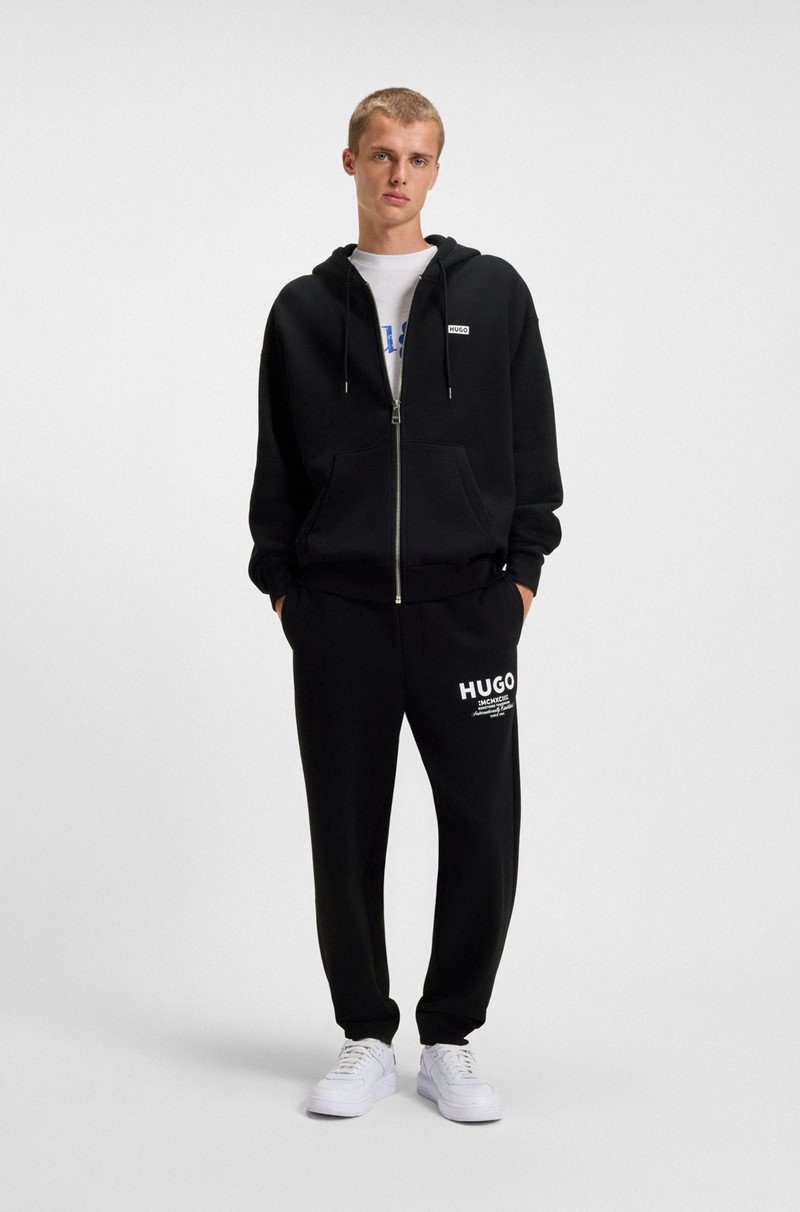 HUGO COTTON-TERRY HOODIE WITH LOGO PRINTS outlook