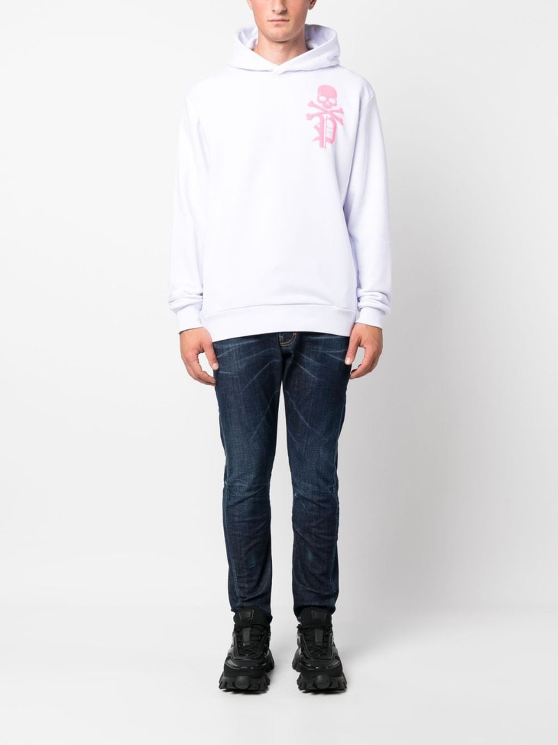 PHILIPP PLEIN Gothic Plein logo-flocked cotton hoodie outlook