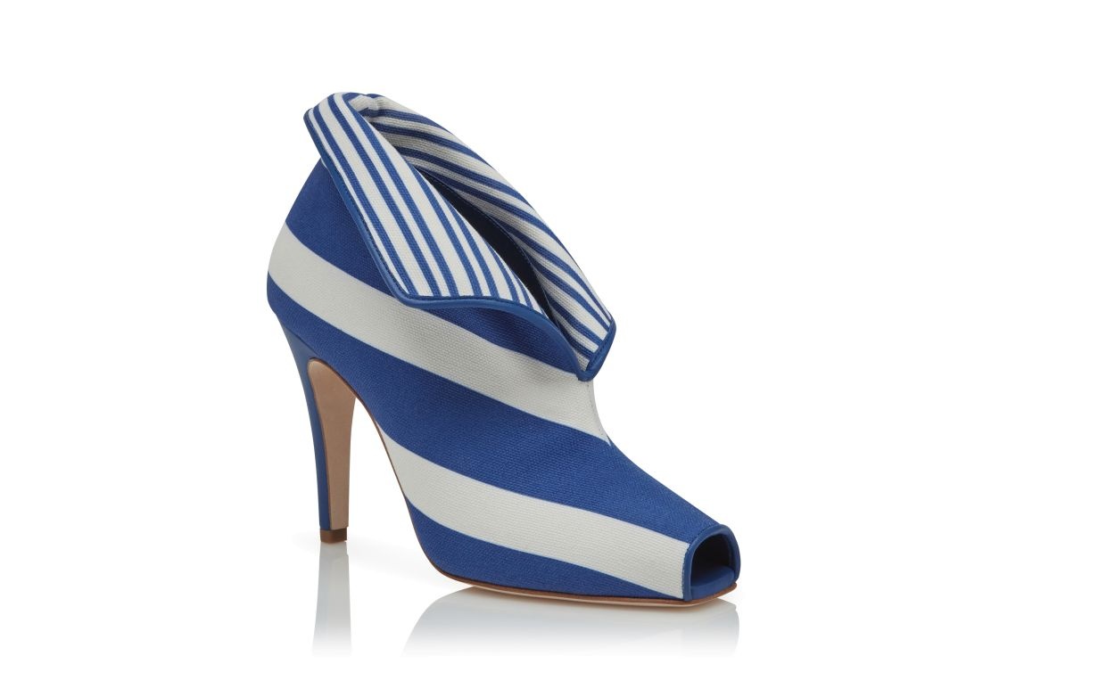 Blue and White Striped Cotton Shoe Booties - 3
