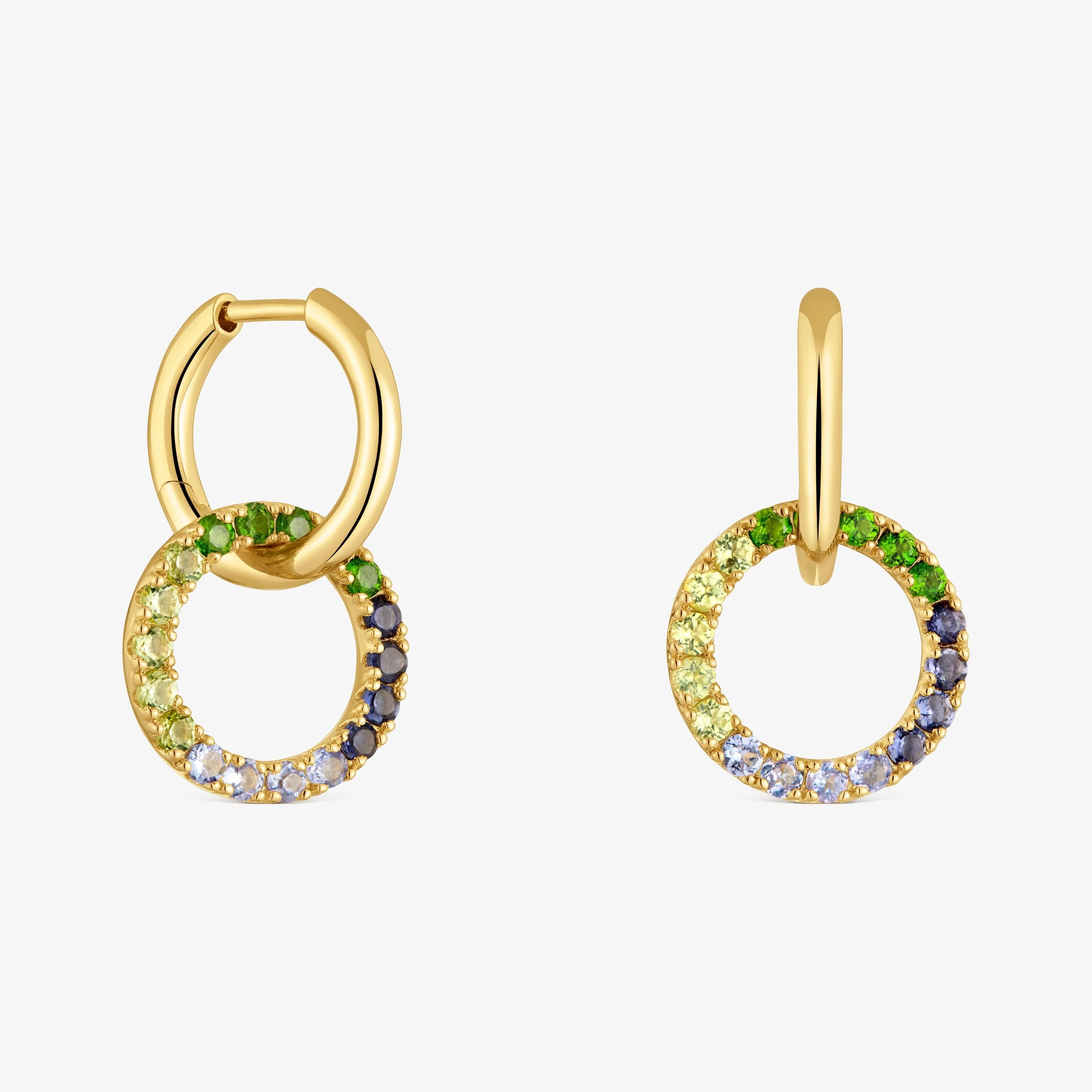18K gold vermeil Double hoop earrings with gemstones TOUS Straight - 1