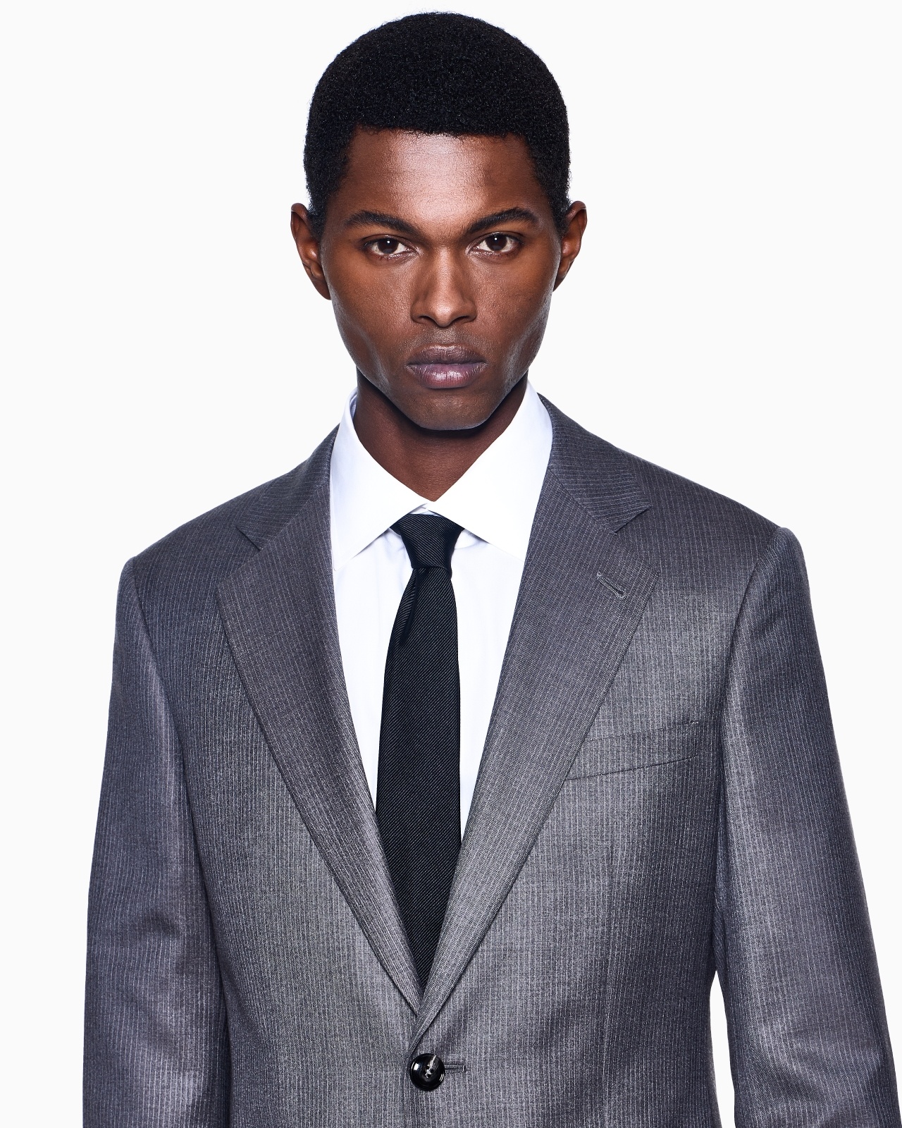 SINGLE-BREASTED SOHO LINE SUIT IN MÉLANGE MICRO-PINSTRIPED VIRGIN WOOL - 4