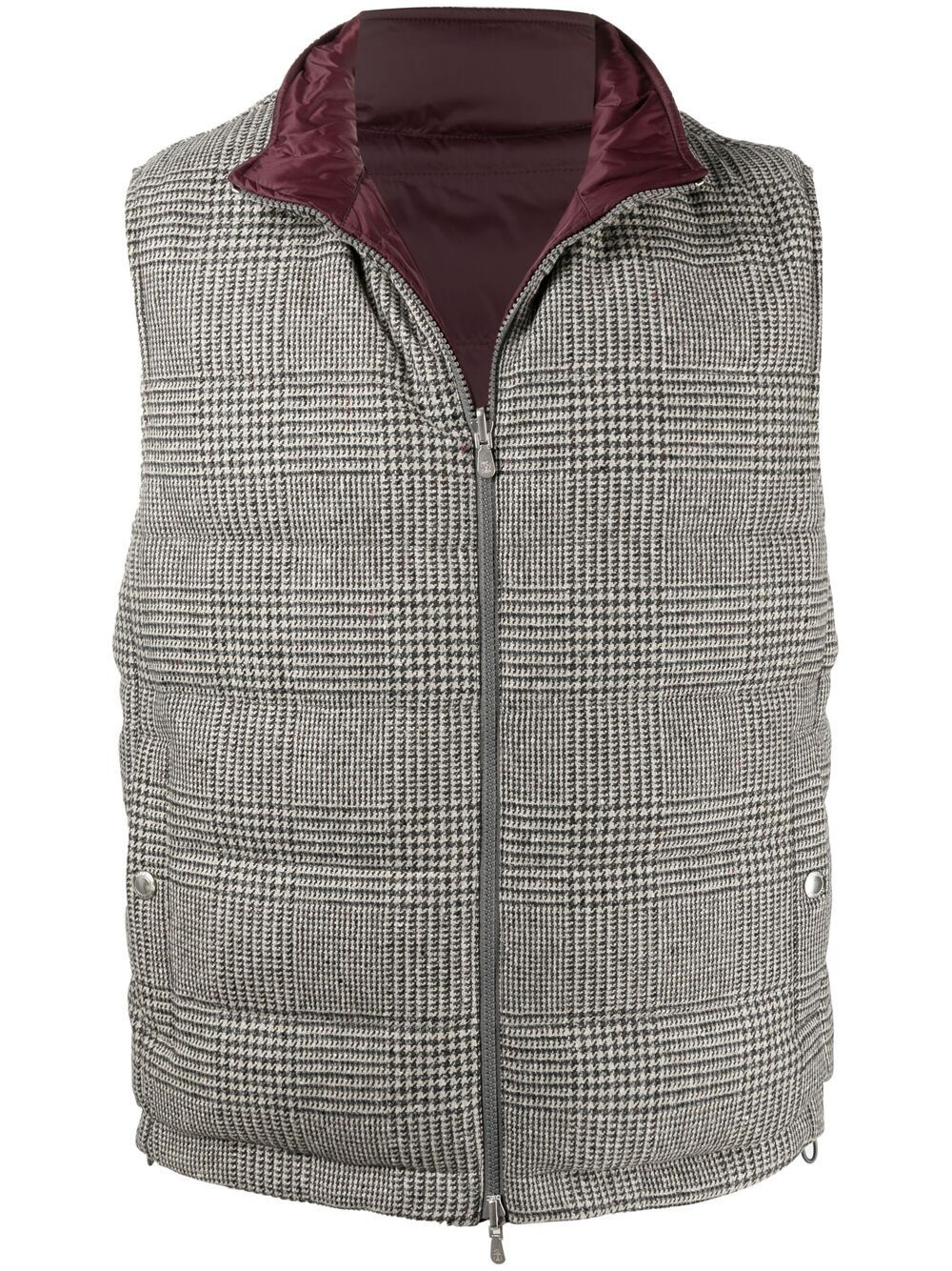 reversible checked padded gilet - 1