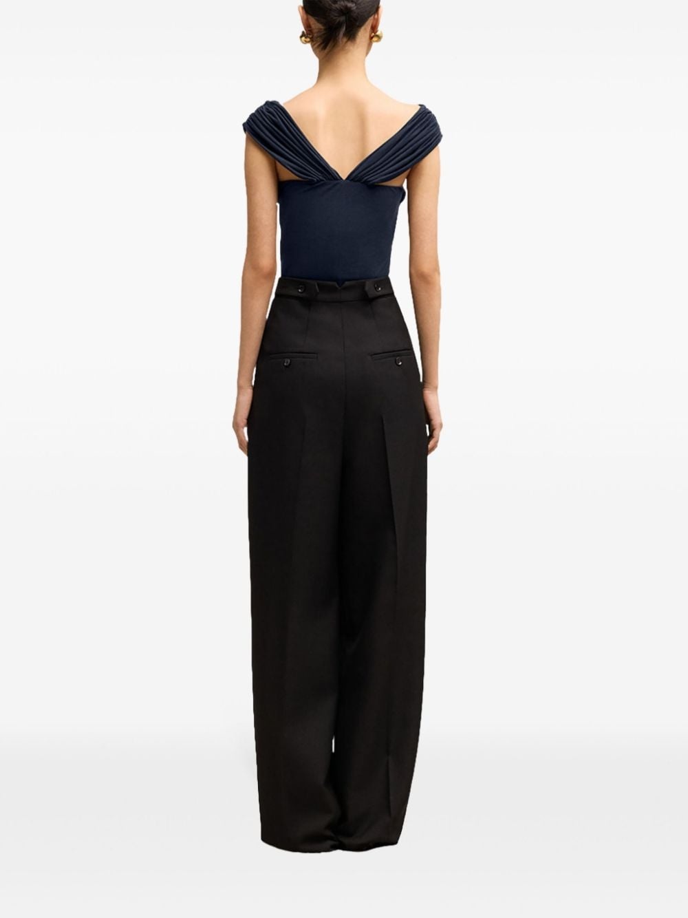 draped-design cotton-blend top - 4