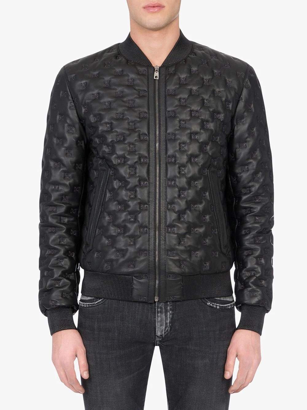 DG embroidery leather jacket - 3