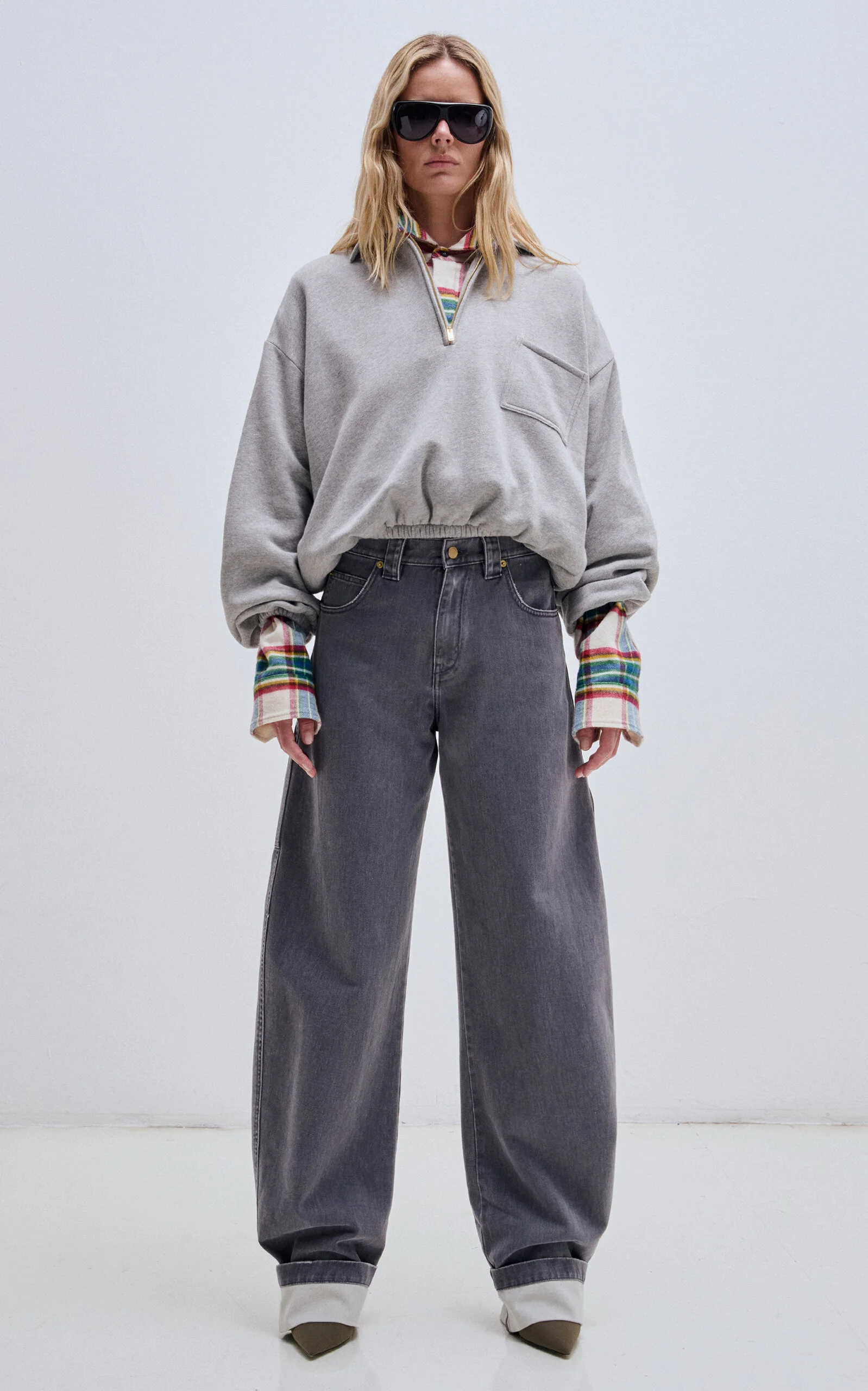 Audrey New Cotton Carpenter Denim Jeans grey - 1
