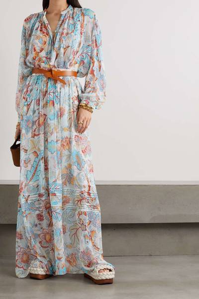 Etro Pleated floral-print silk-chiffon maxi skirt outlook