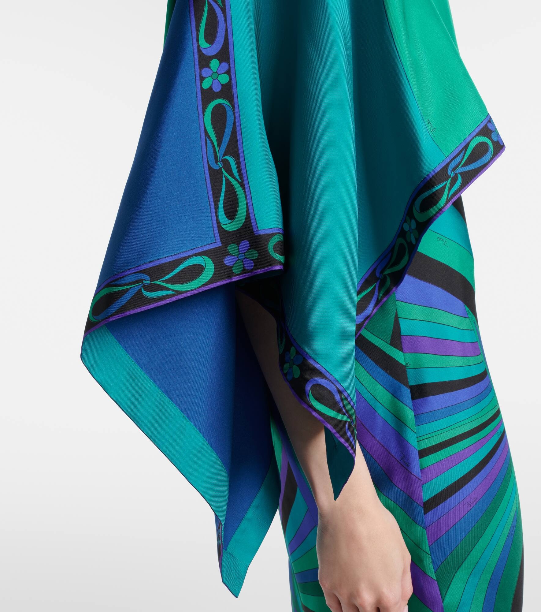 Iride printed cape-detail silk maxi dress - 5