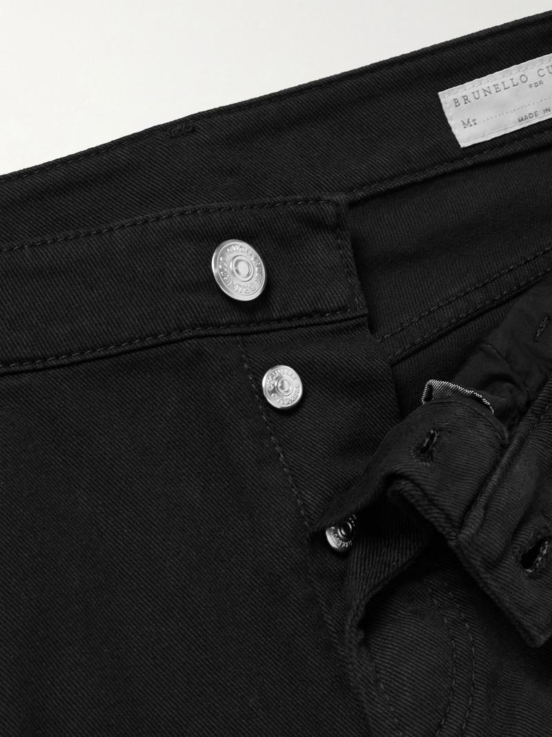 Slim-Fit Straight-Leg Logo-Embroidered Jeans Black 6