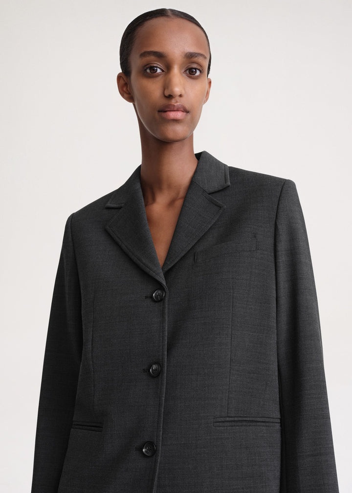 Petite crepe suit jacket charcoal mélange - 5