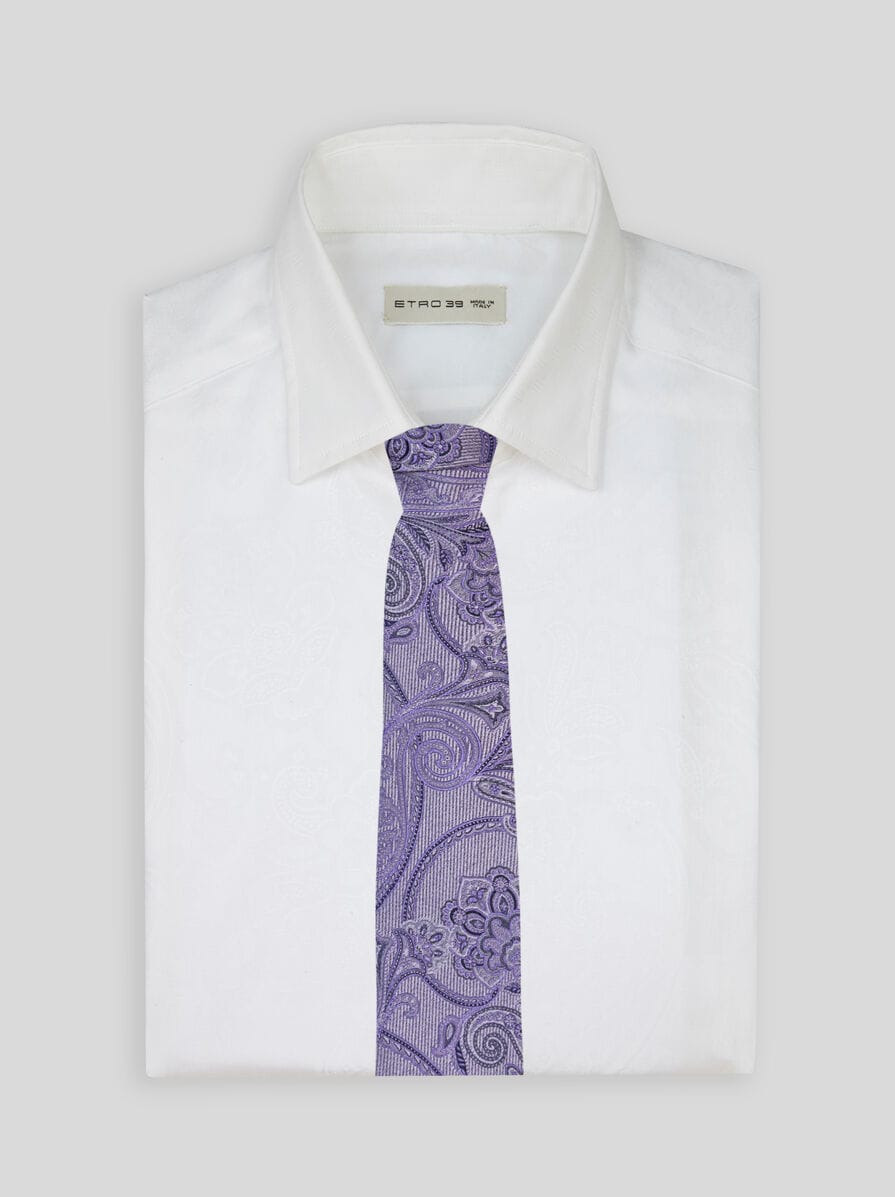 MICRO-STRIPED TIE WITH PAISLEY DETAILING - 2