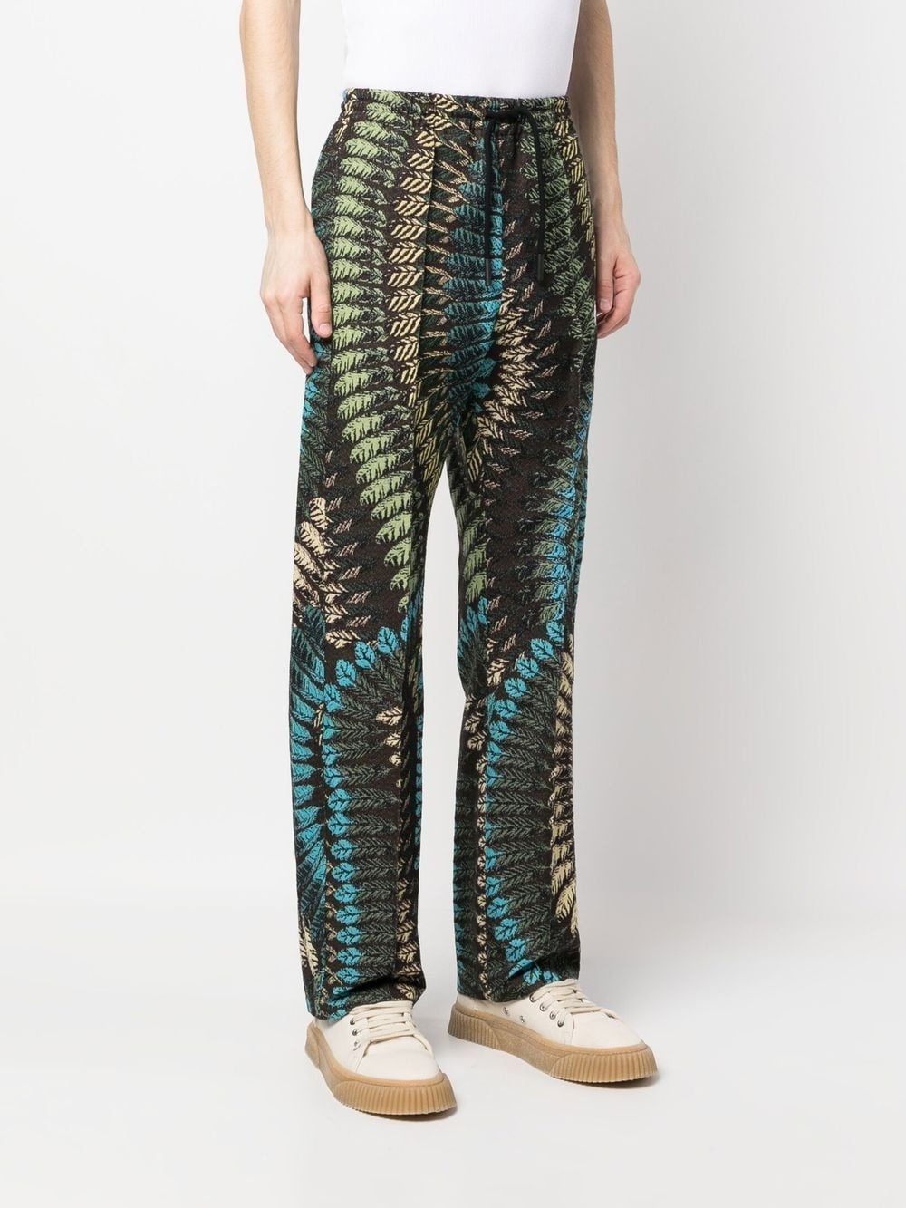 feather-pattern loose-fit trousers - 3