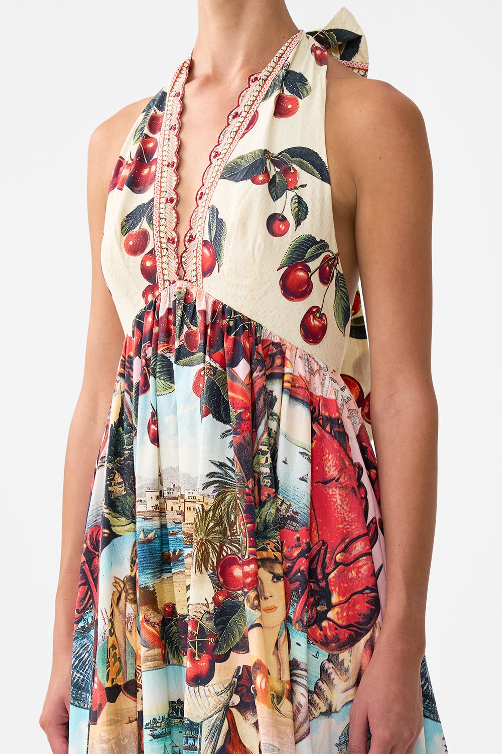 RUFFLE HEM HALTER DRESS - 5