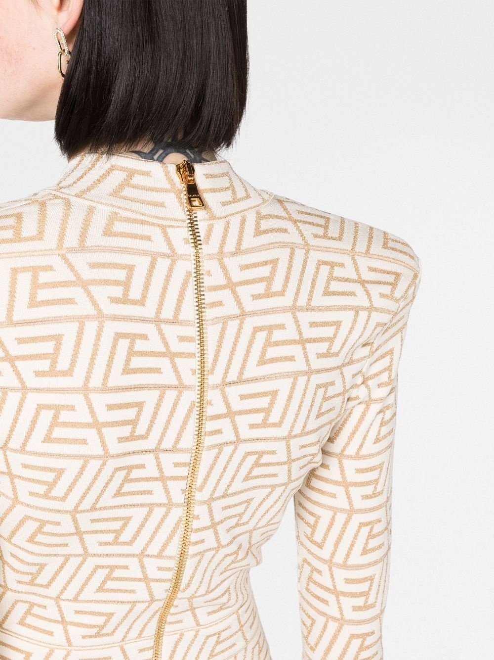 monogram-jacquard mini dress - 3