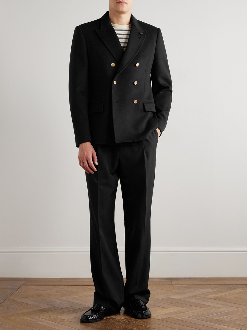 LARDINI Double-Breasted Virgin Wool Blazer Black outlook