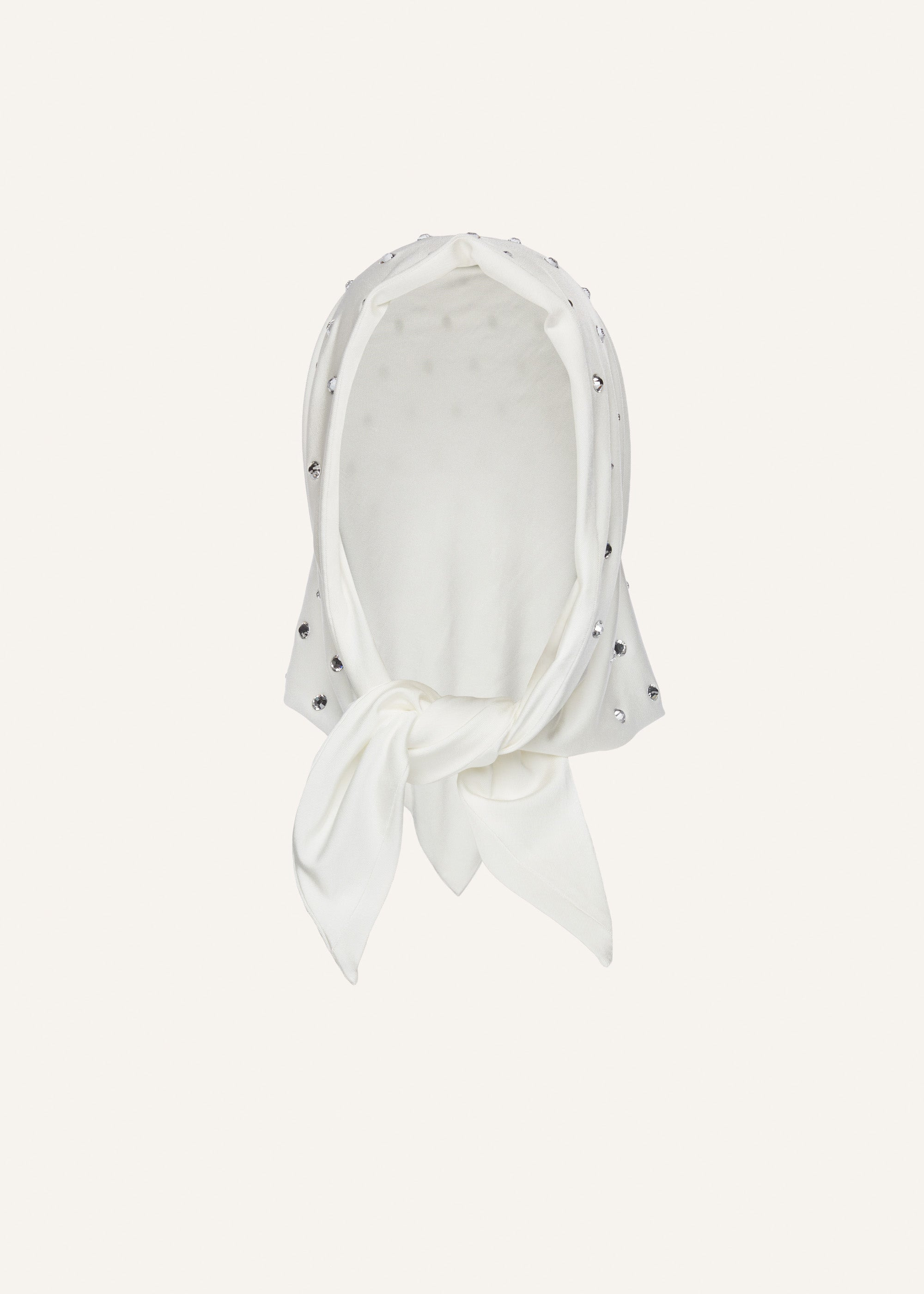 Crystal-studded triangle bandana in cream - 2