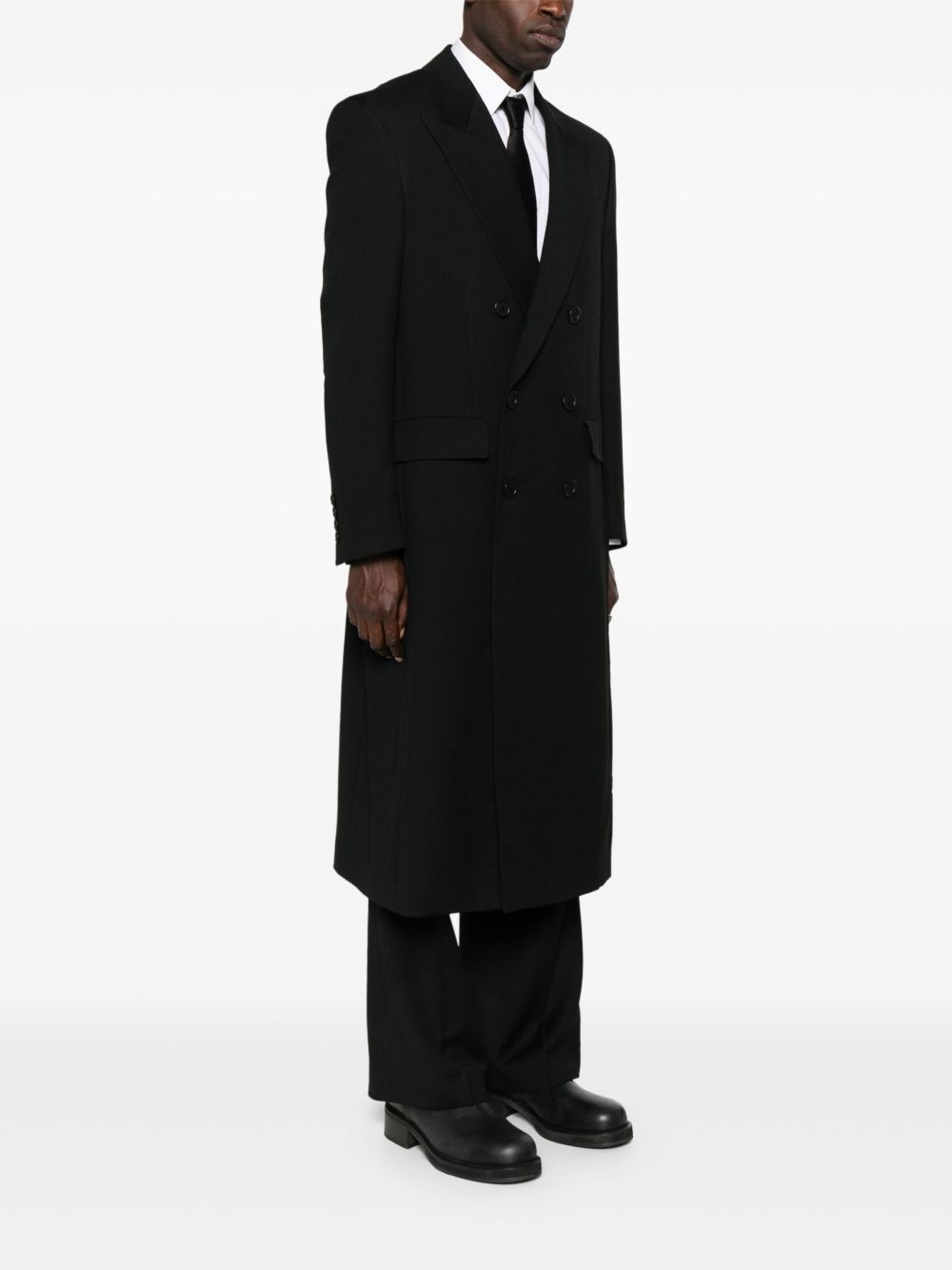 virgin wool double-breasted coat - 3