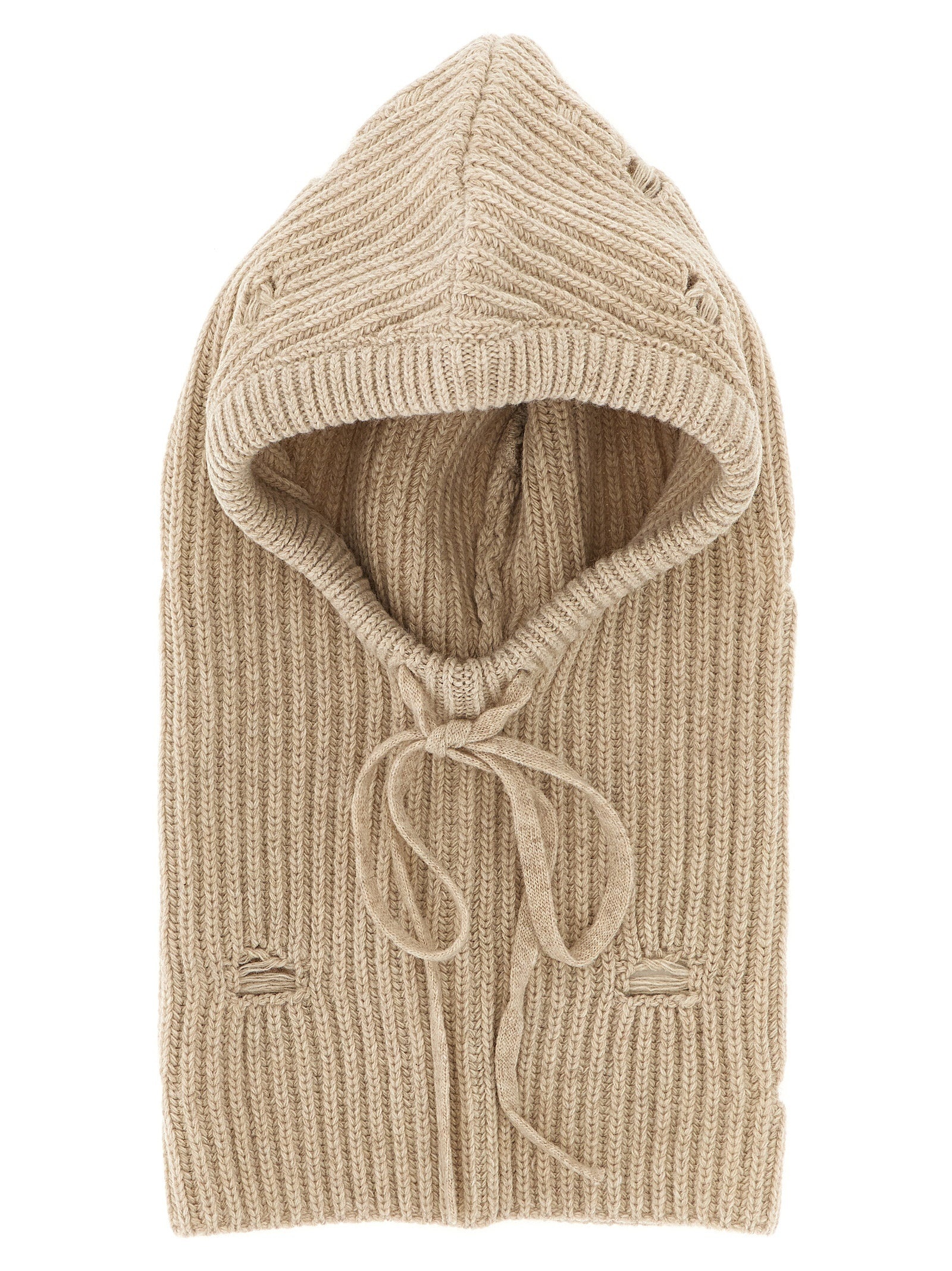 Distressed Wool Balaclava Hats Beige - 2