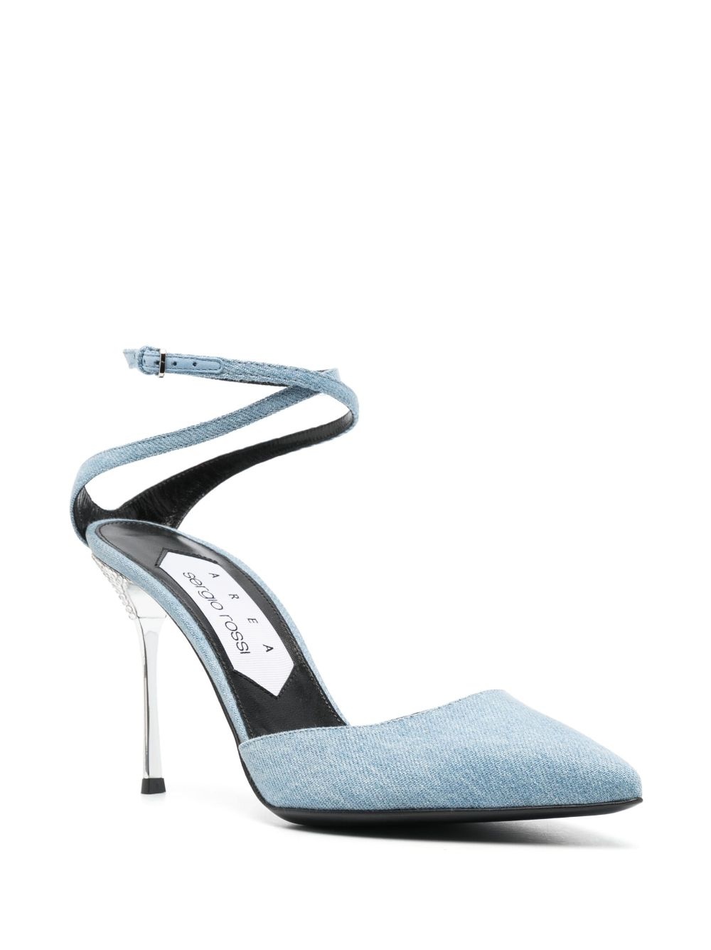rhinestone-embellished 105mm denim pumps - 2