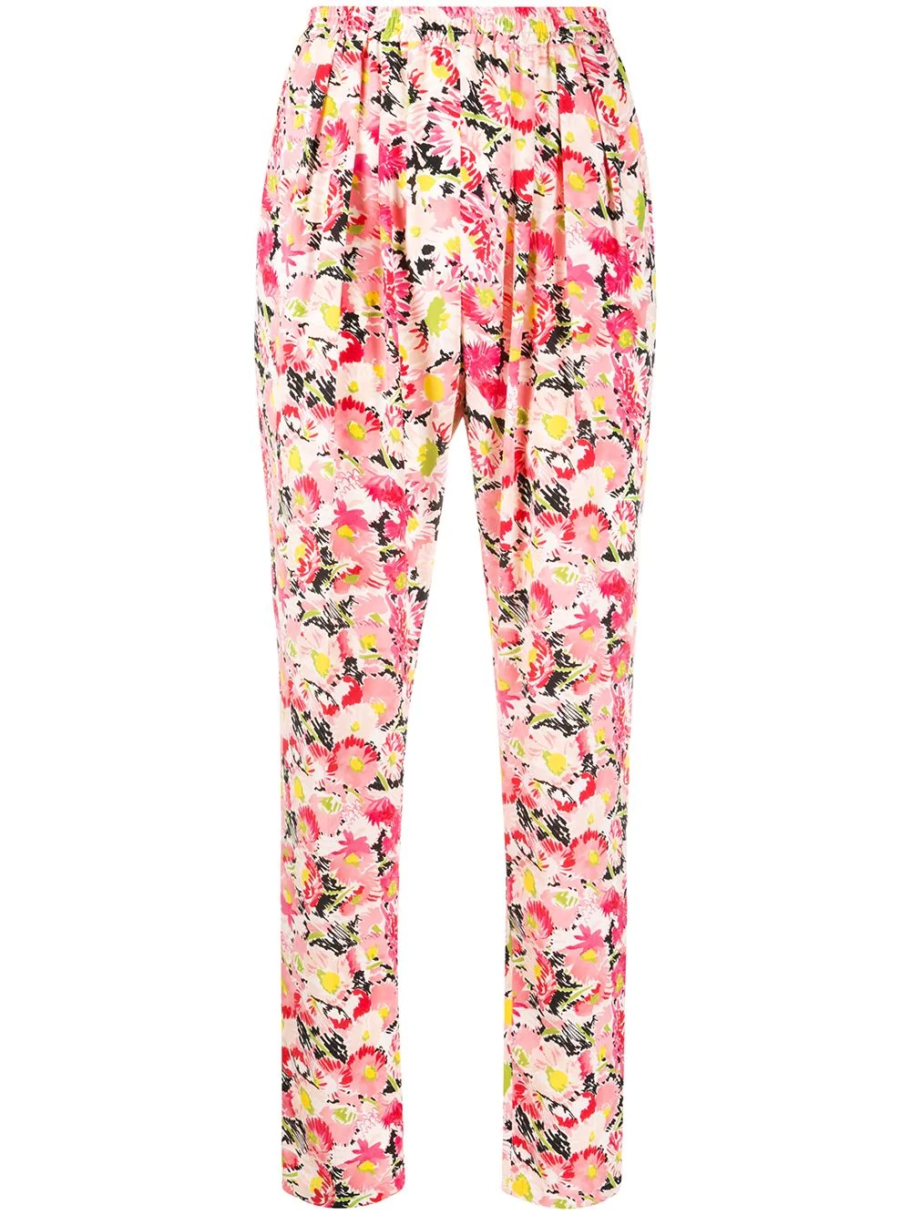 floral print cotton trousers - 1