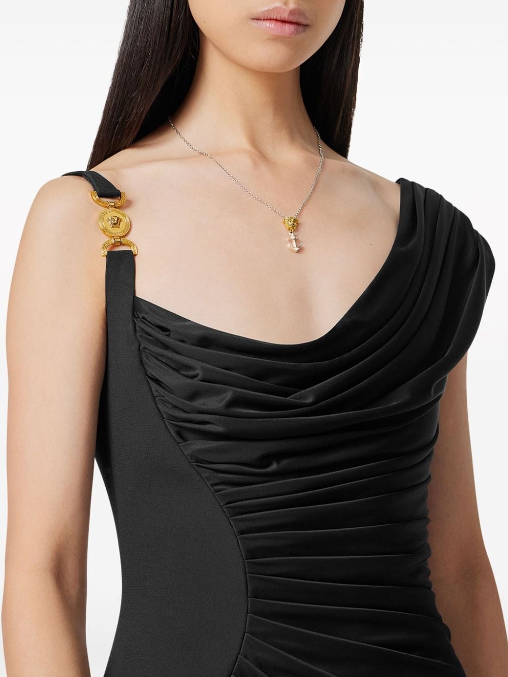 Medusa-Head embellished asymmetric minidress - 5
