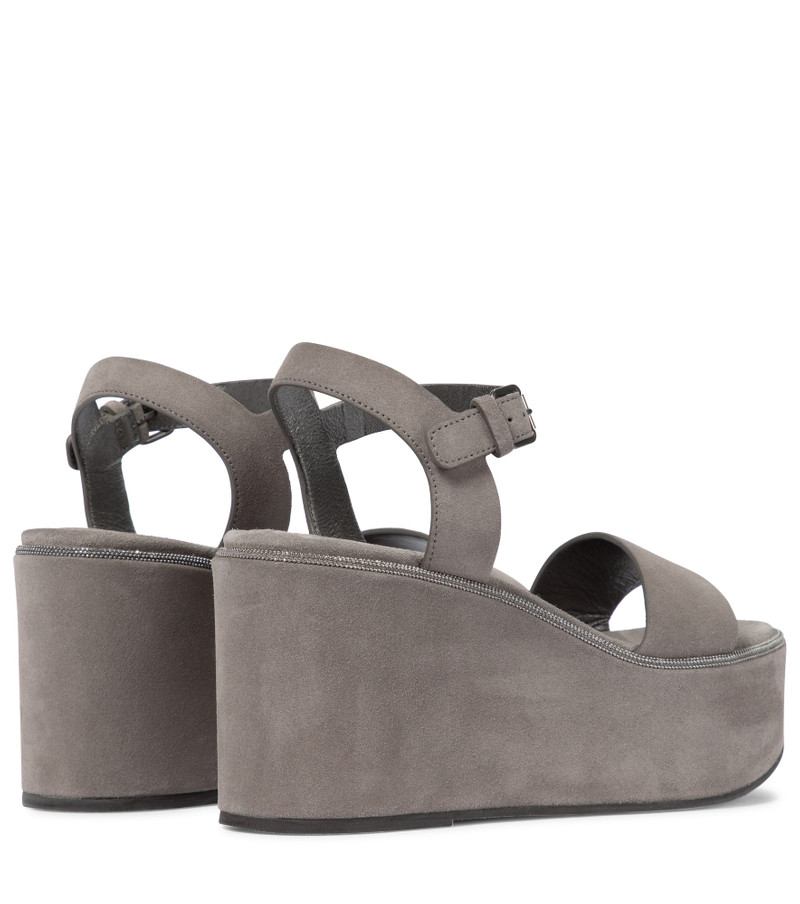 Brunello Cucinelli Suede platform wedge sandals outlook