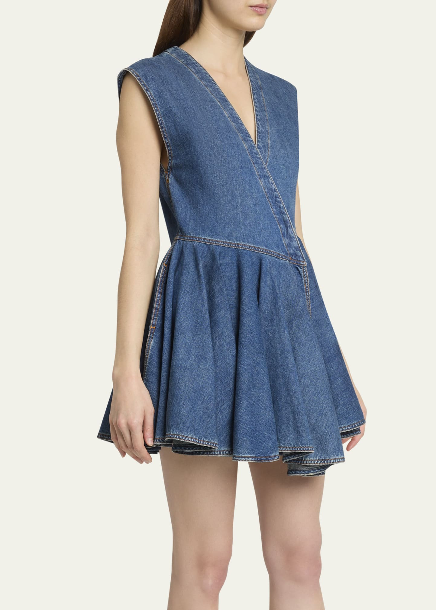 Sleeveless Denim Wrap Dress - 4
