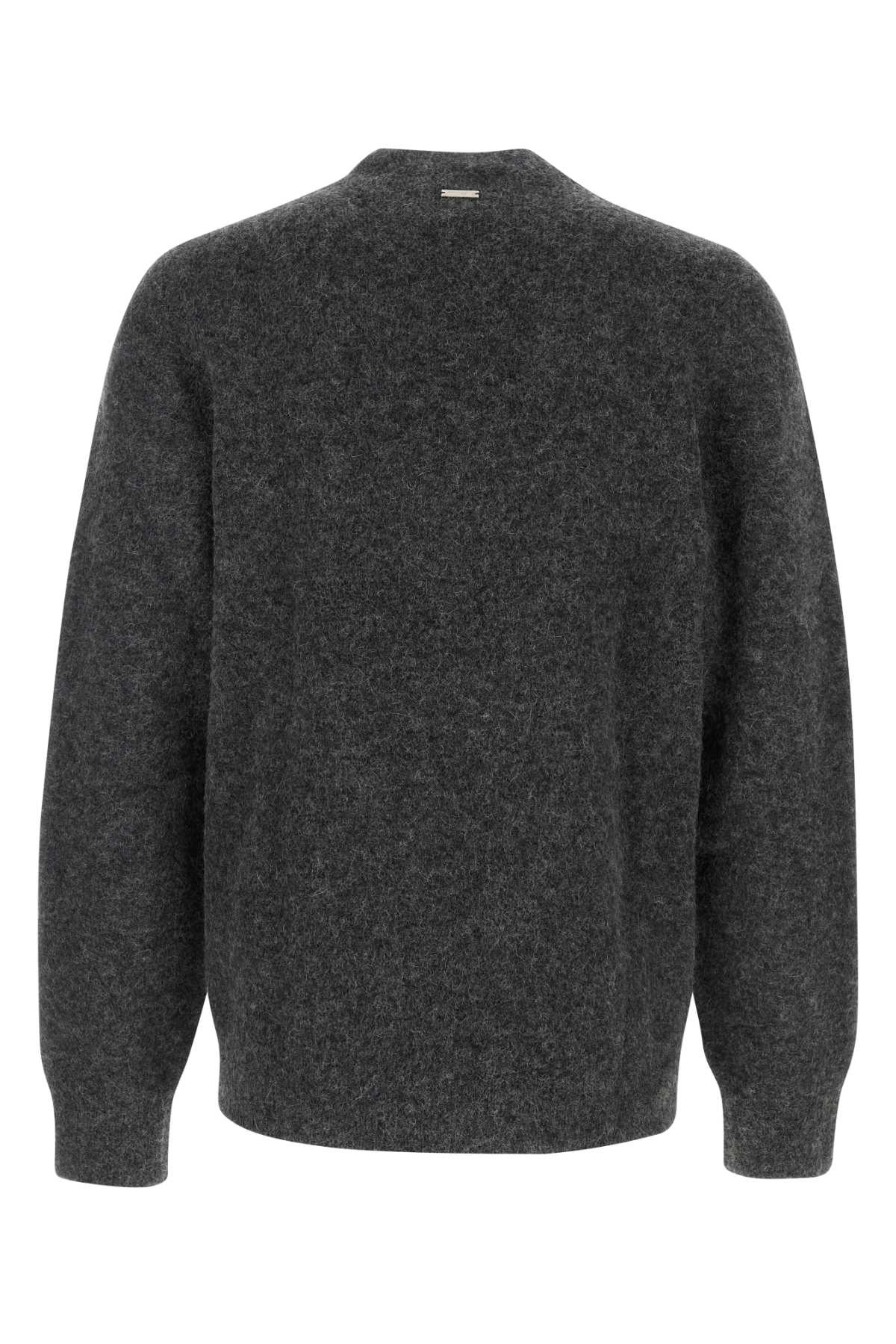 Salvatore Ferragamo Men Charcoal Stretch Alpaca Blend Sweater - 2