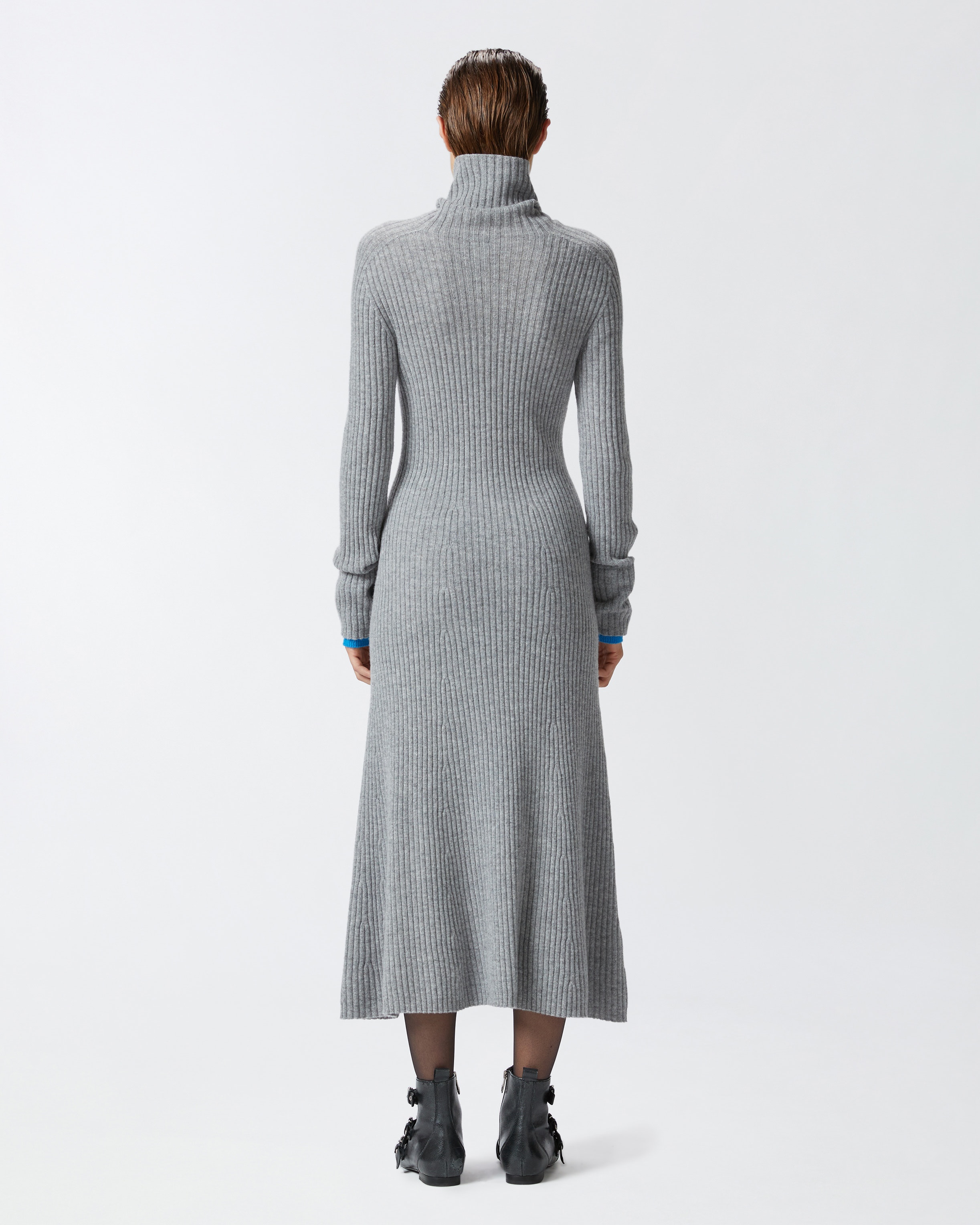 LONG RIBBED KNIT CASHMERE-BLEND DRESS - 4