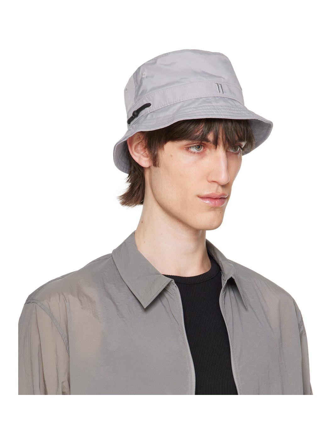 Gray Embroidered Bucket Hat - 2