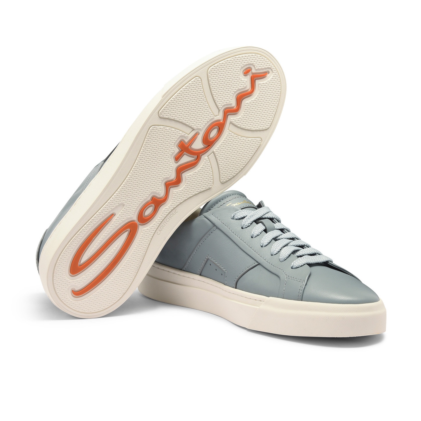 Men's light blue leather Double Buckle Sneaker - 3