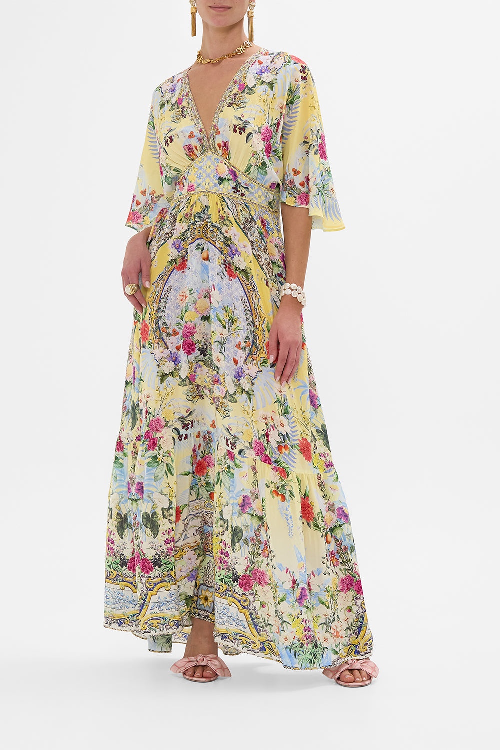 WAISTED DRESS WITH HEM RUFFLE - 2