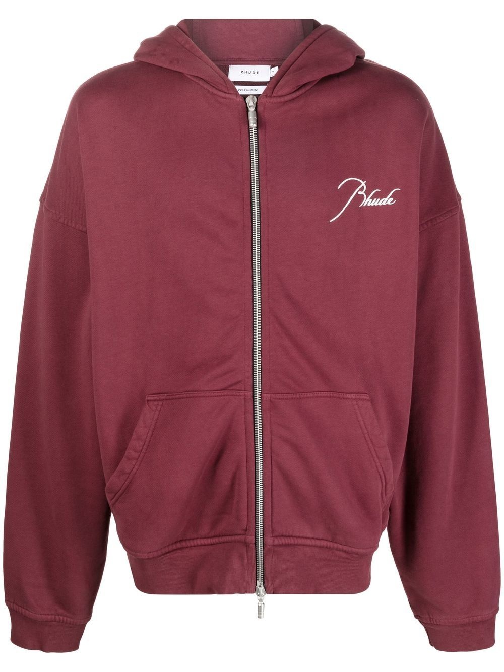 logo-embroidered zipped hoodie - 1